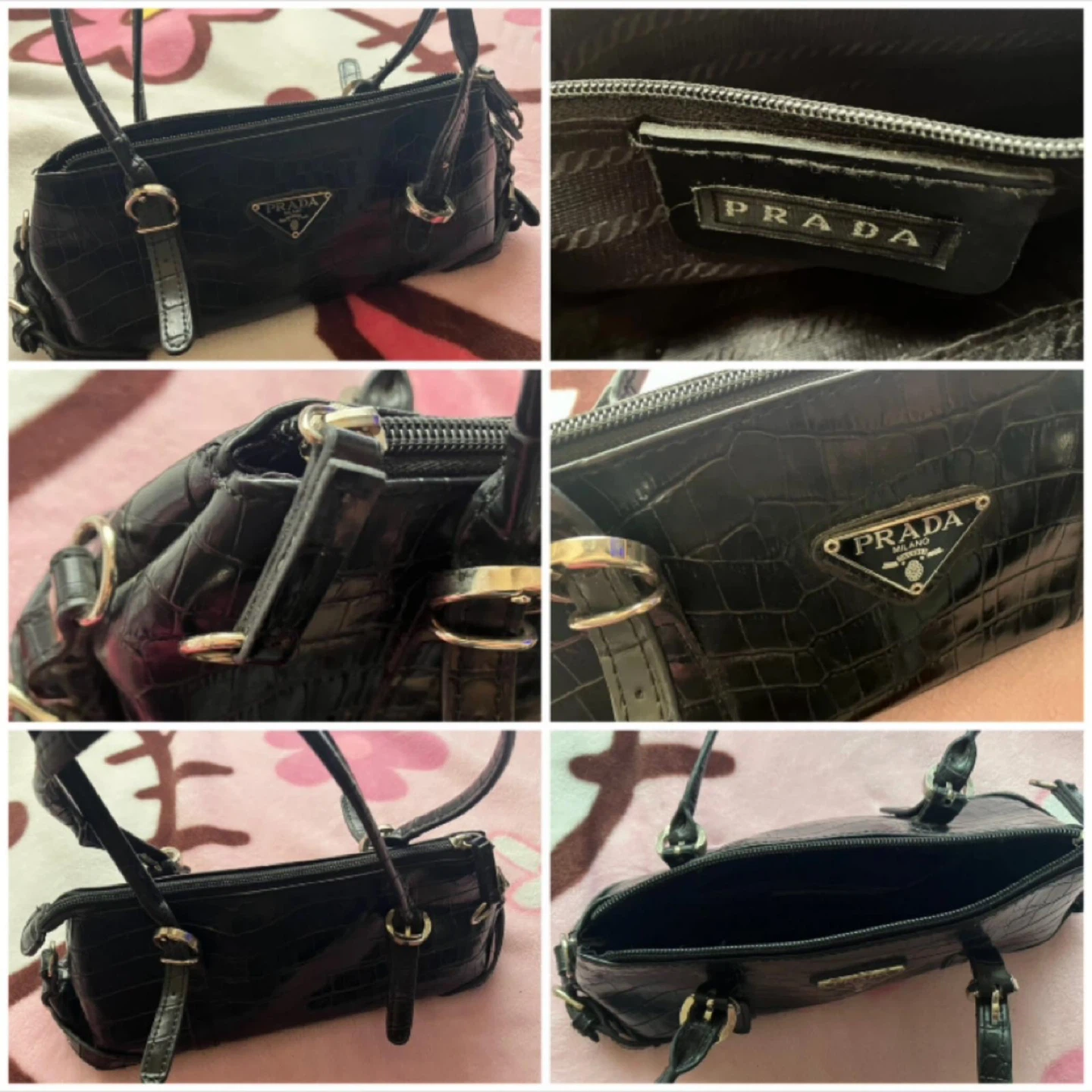 (Prada) Croc Embossed Shoulder Bag - *Not Sure If Authentic*