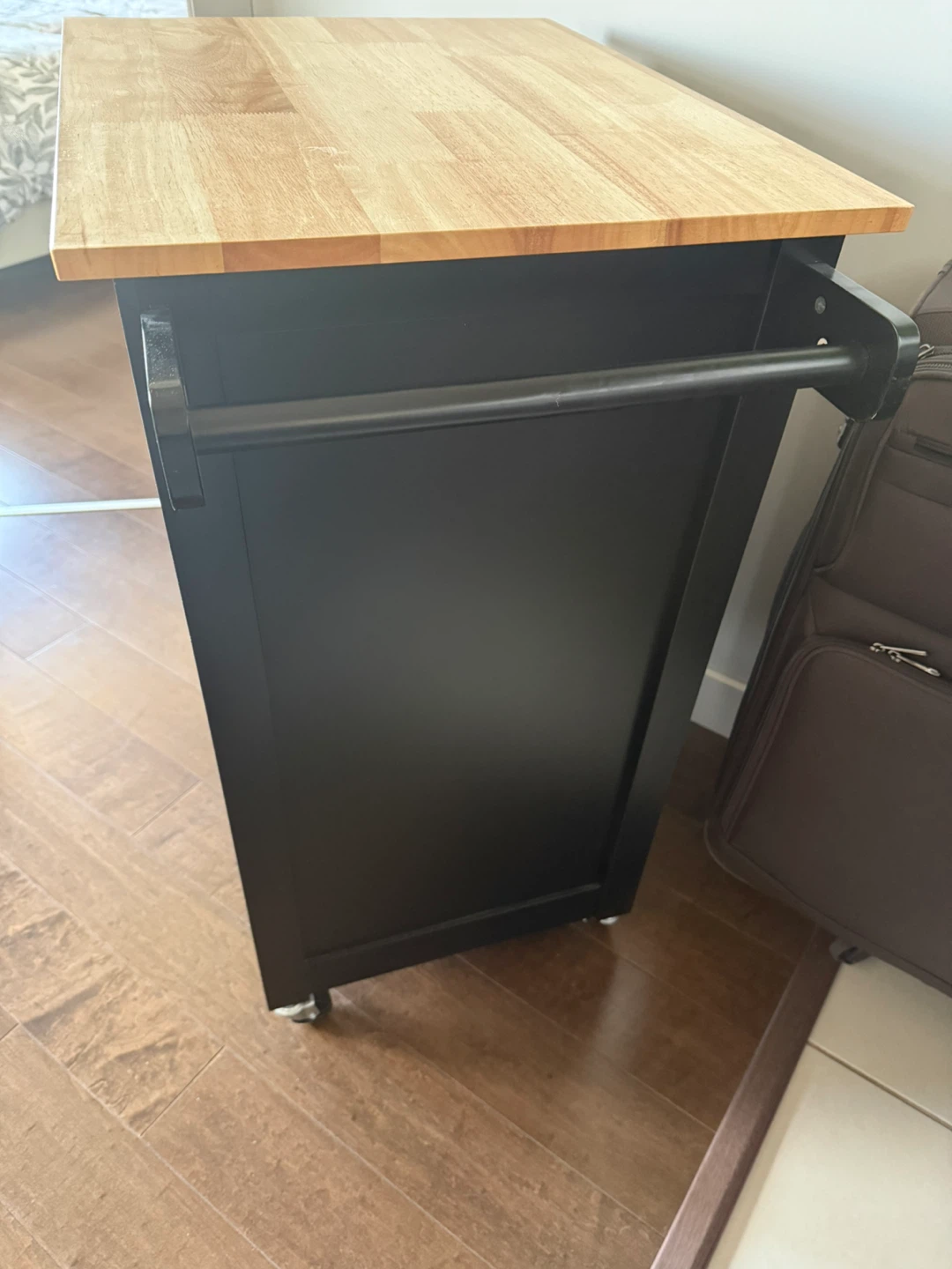 Black Kitchen Cart with Drawer and Cabinet - photo 2