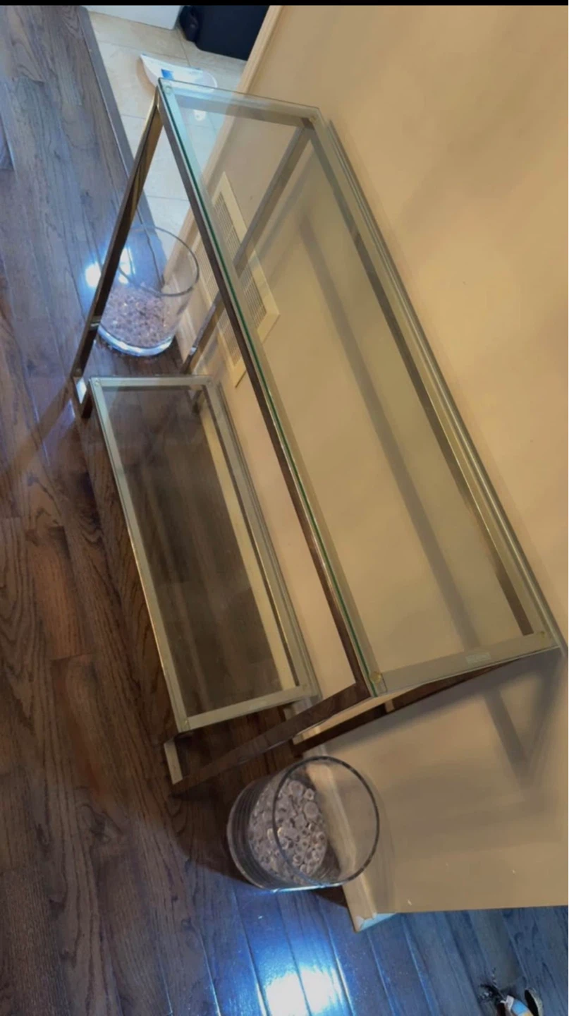 Glass and Chrome Console Table - photo 2