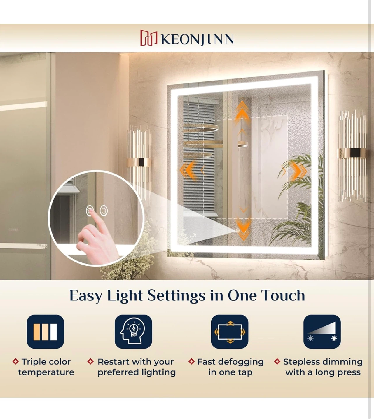 KEONJINN LED Vanity Mirror with Defogger - photo 4