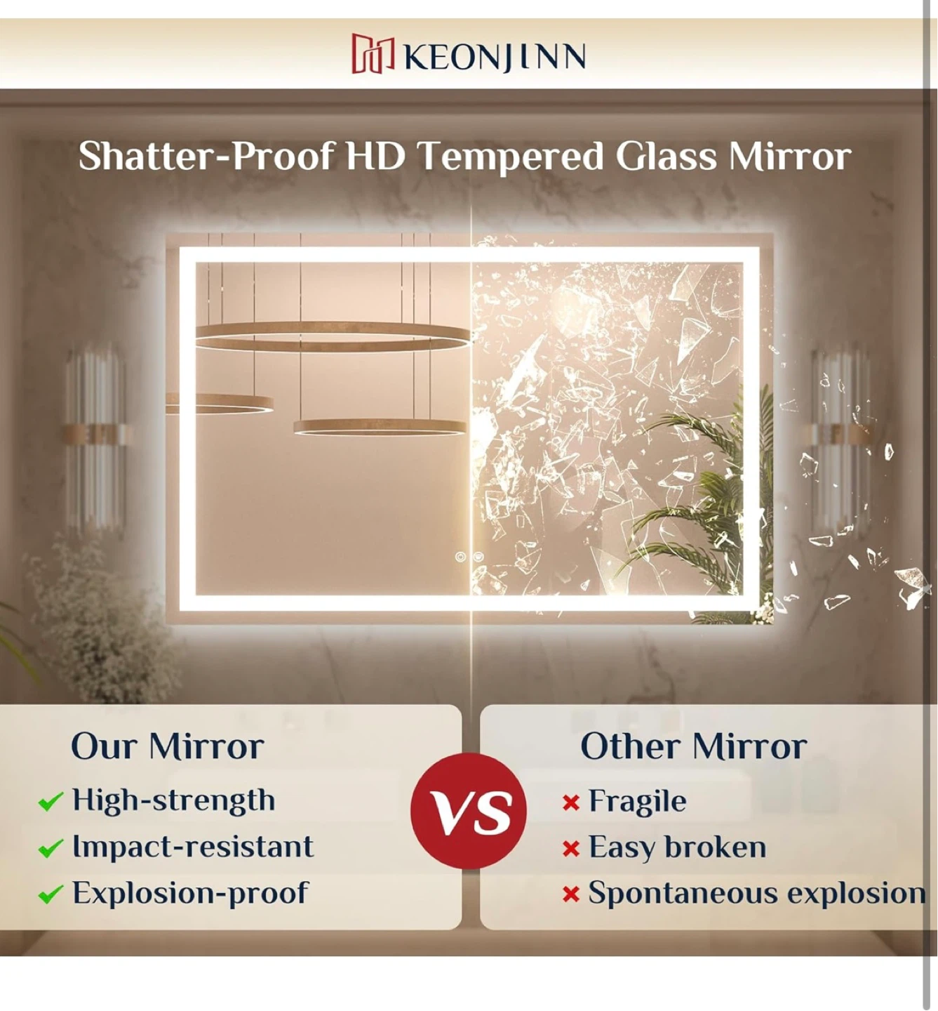 KEONJINN LED Vanity Mirror with Defogger - photo 5