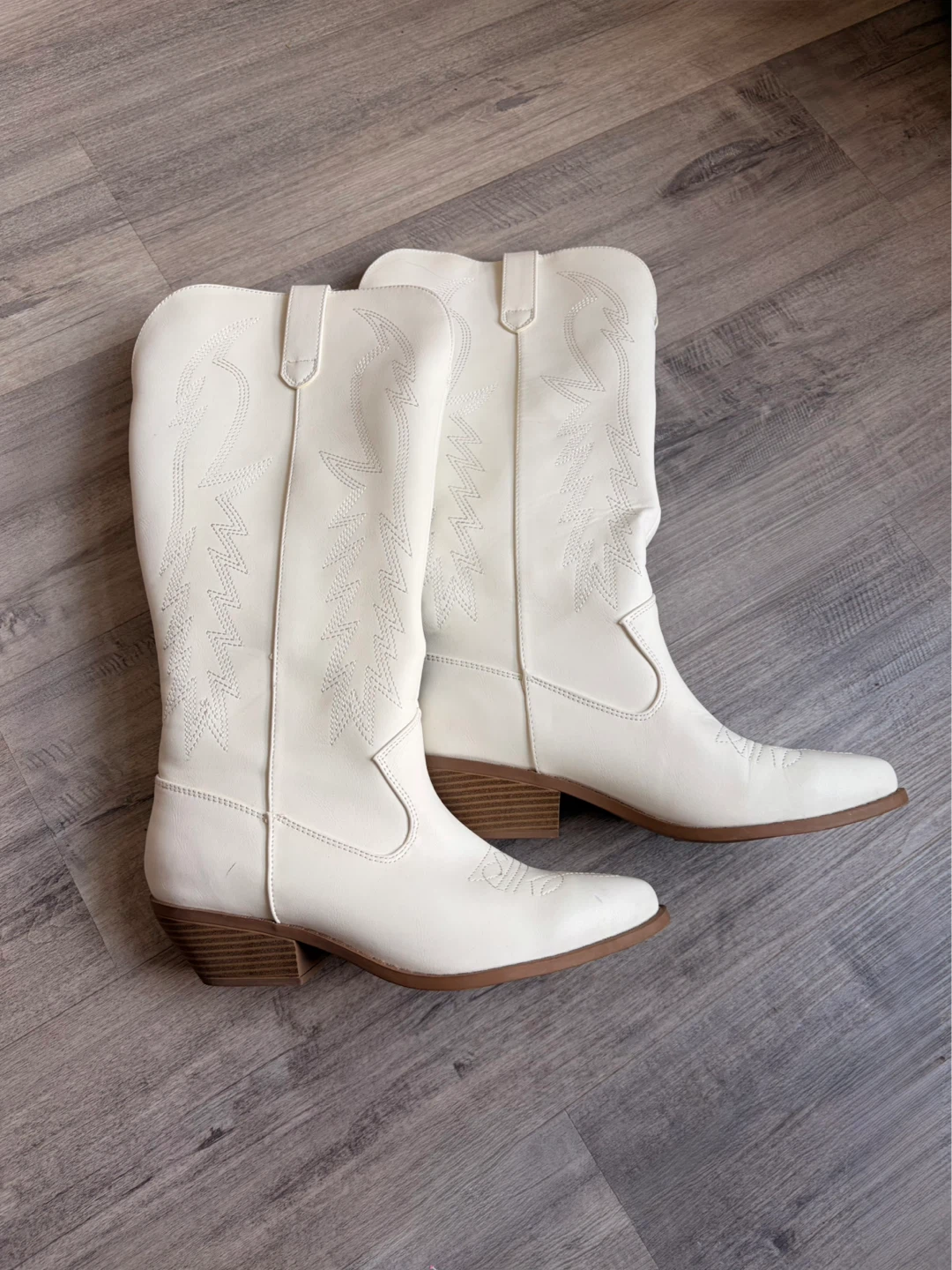 White Cowboy Boots, Size 8, Worn Once