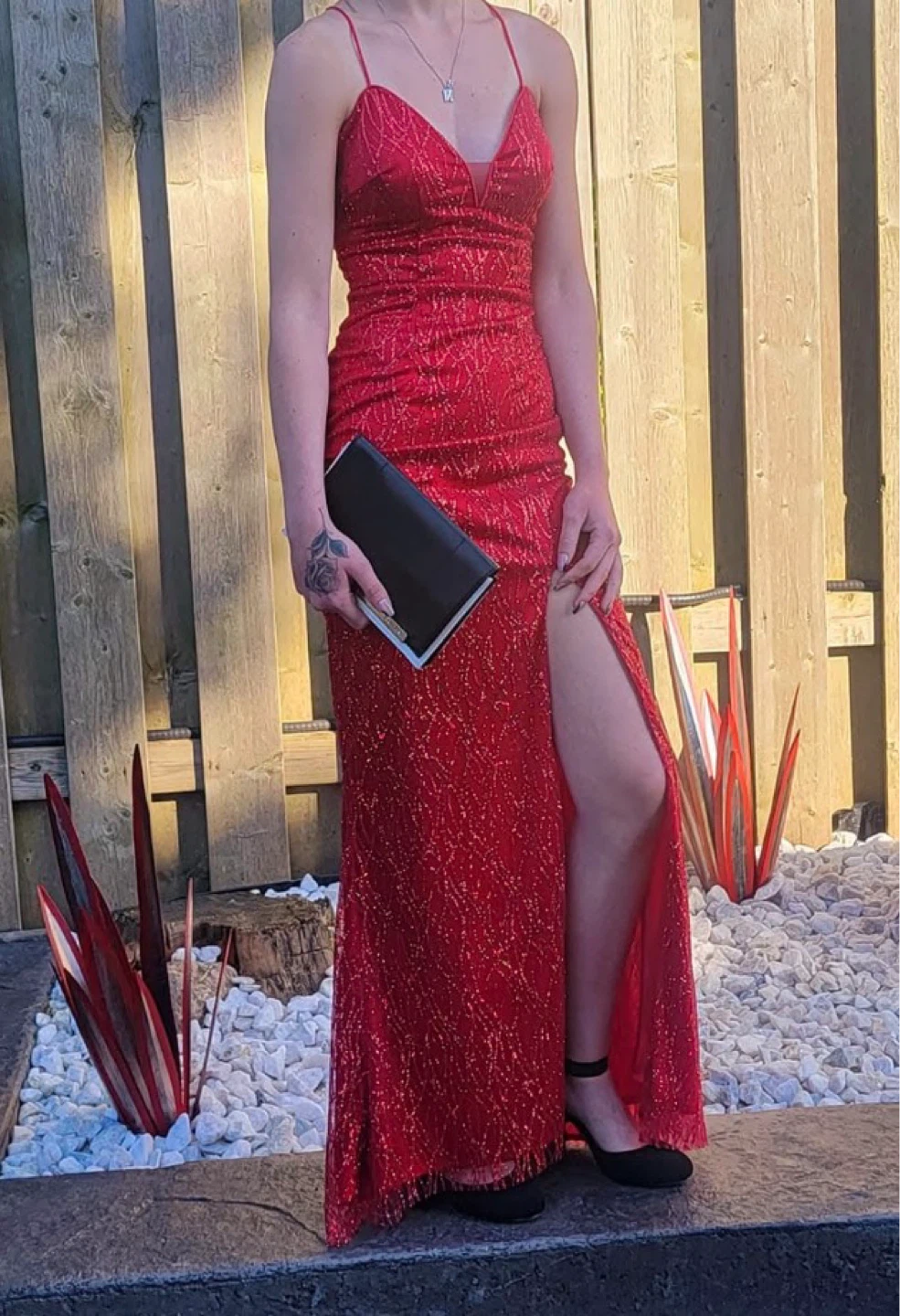 Red sequin prom dress - photo 4