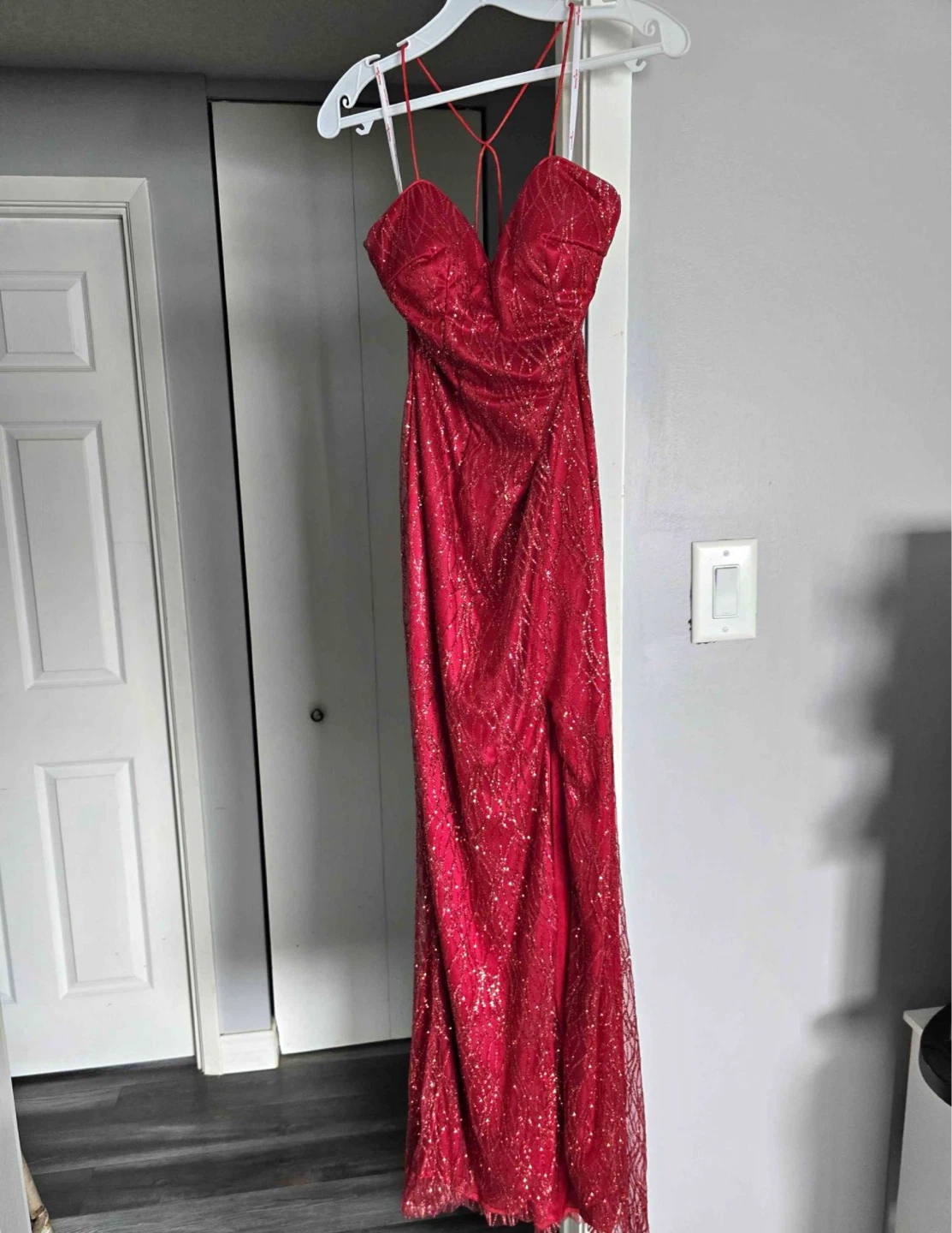 Red sequin prom dress