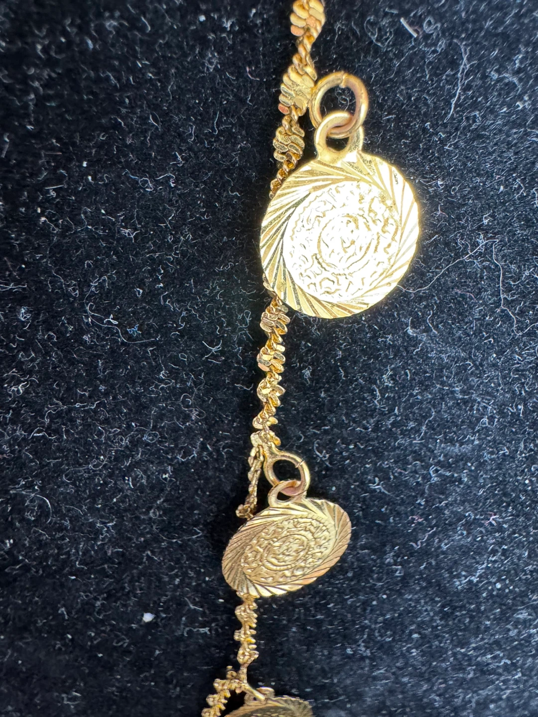Gold tone bracelet with coin charms - photo 3