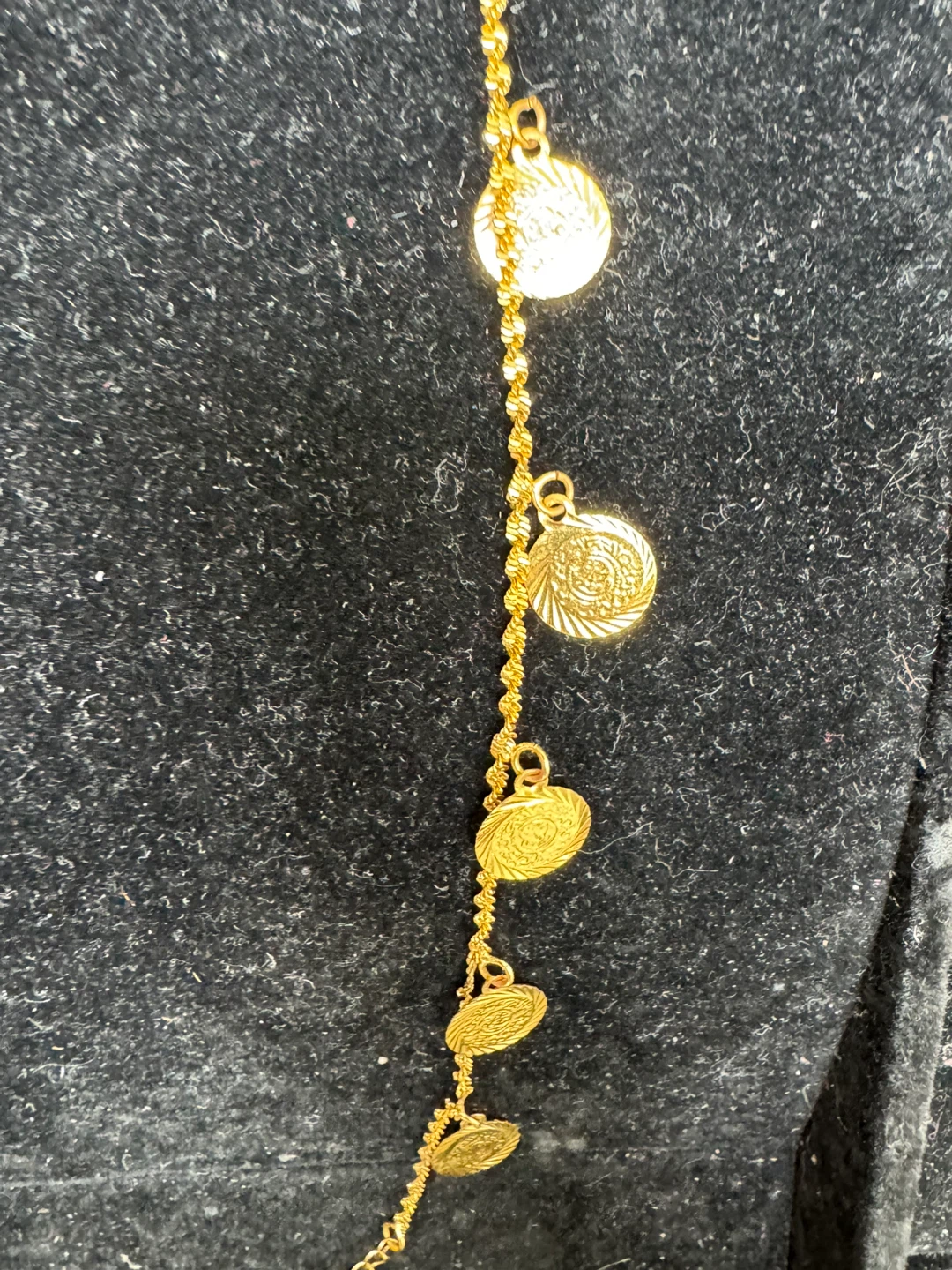 Gold tone bracelet with coin charms - photo 2