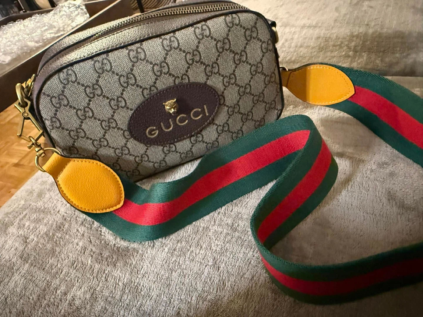 Gucci Monogram Camera Bag with Green & Red Stripe Strap - photo 2