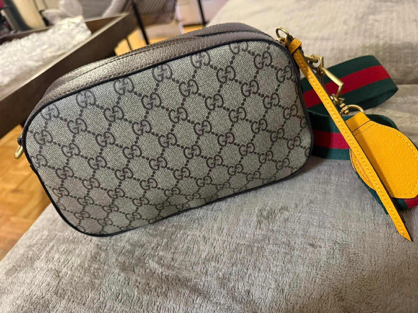 Gucci Monogram Camera Bag with Green & Red Stripe Strap - photo 3