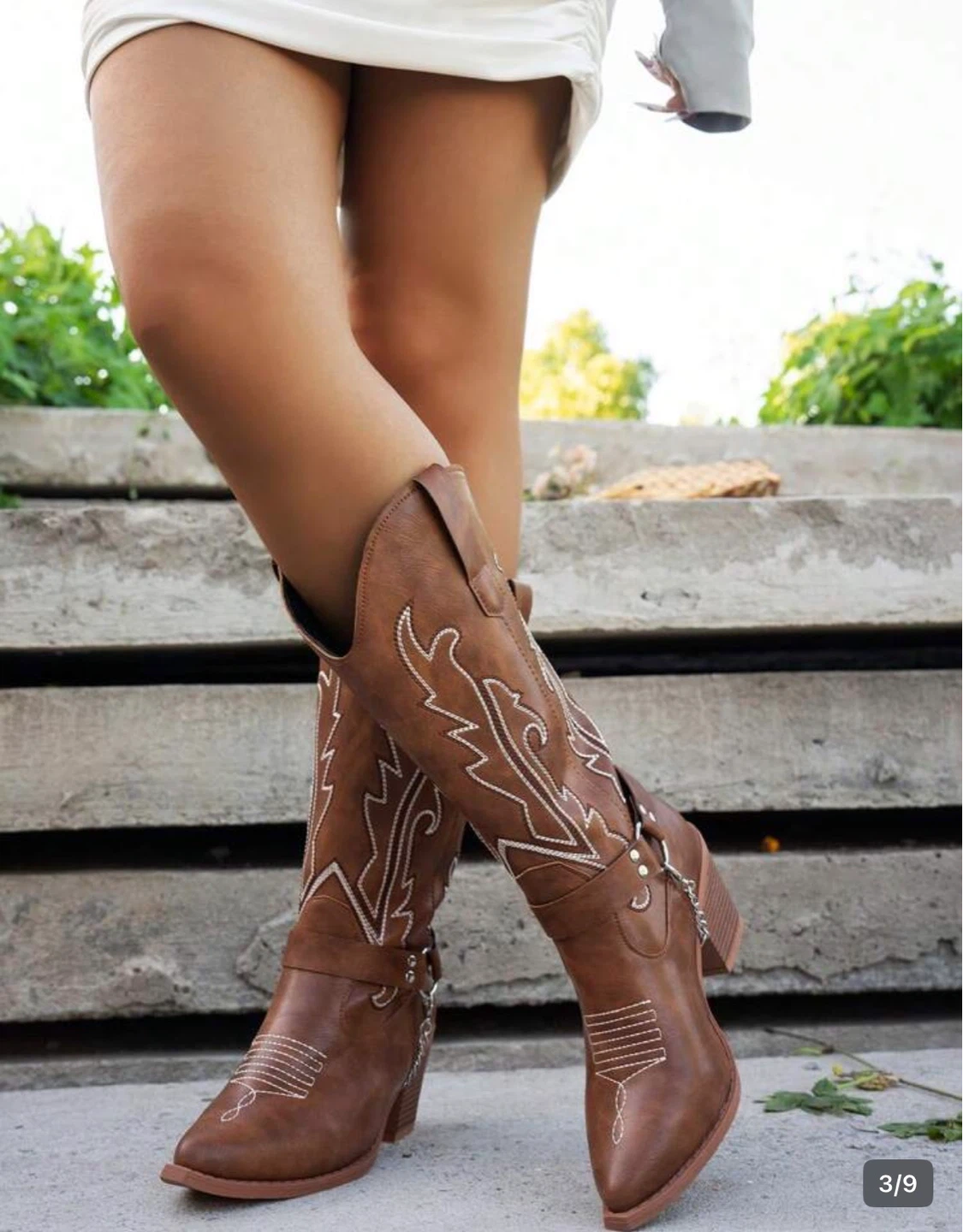 Brown Faux Leather Cowboy Boots. - photo 2