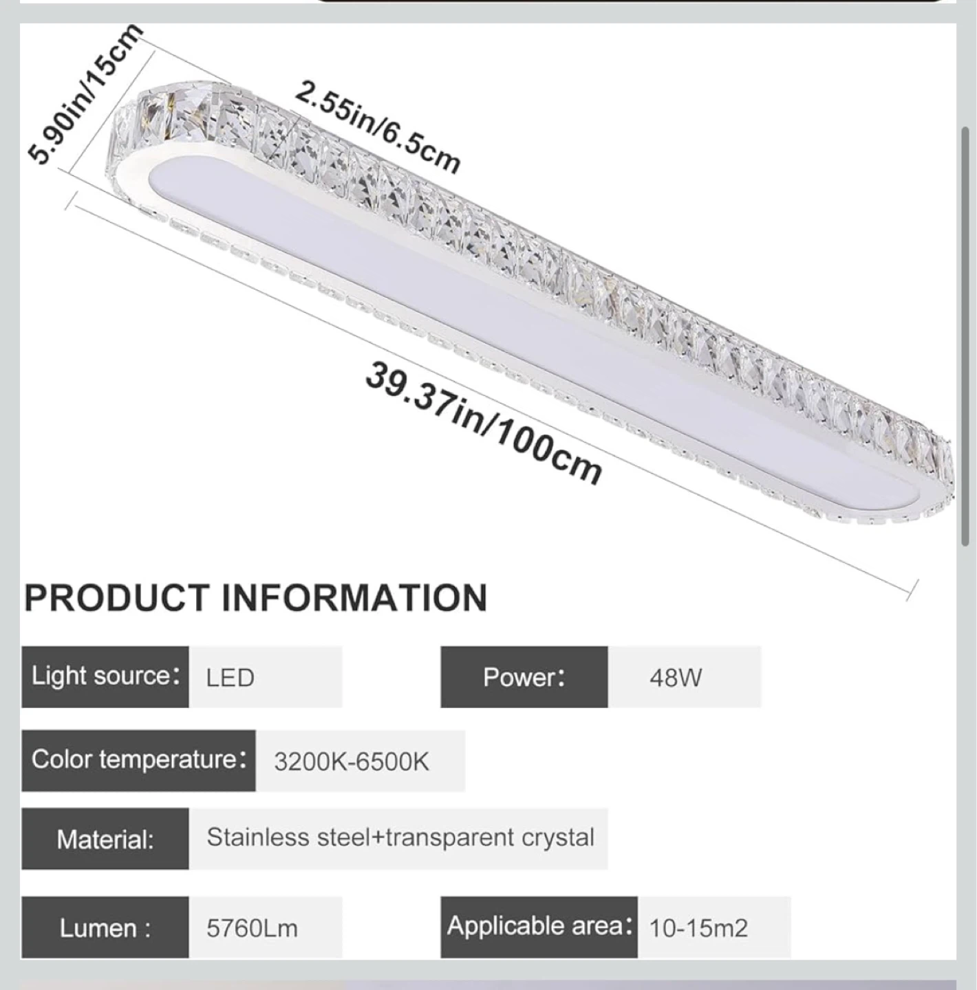 Crystal Flush Mount Ceiling Light Fixture - 100cm - photo 3