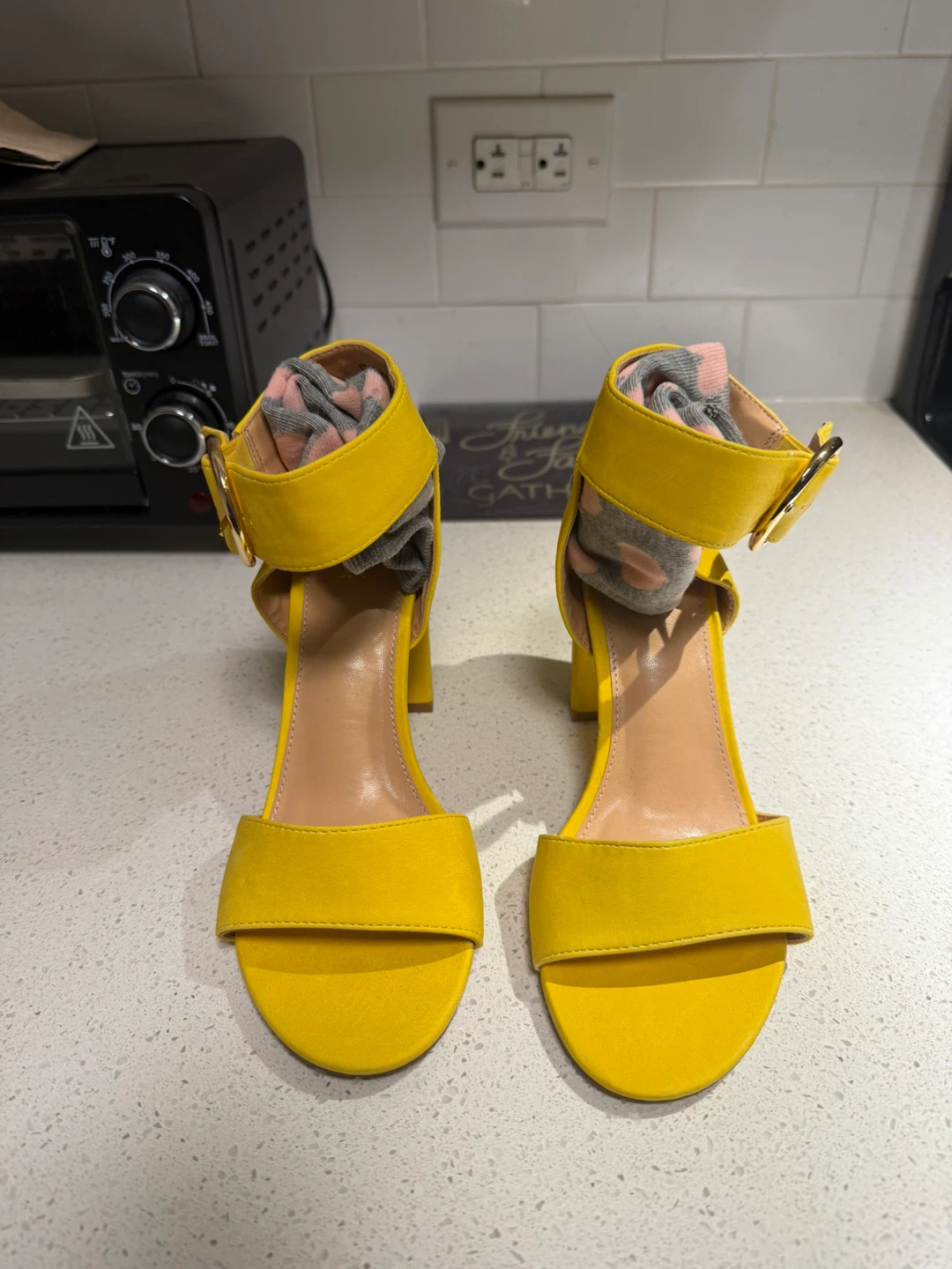 Yellow Block Heel Sandals