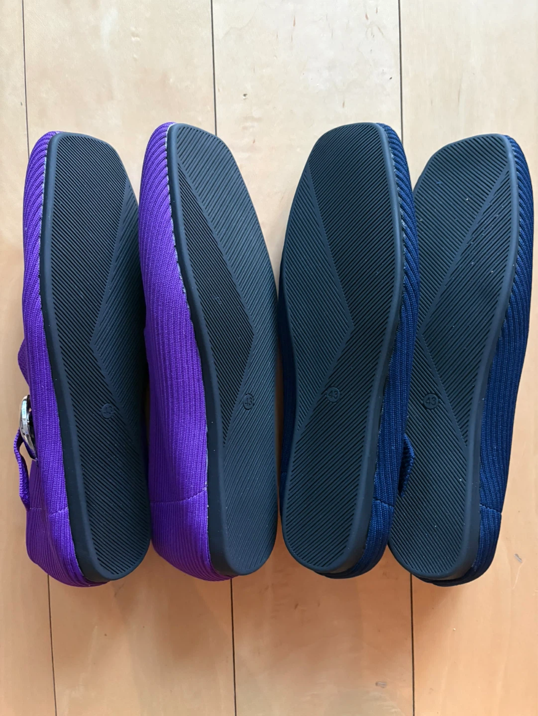 2 Pairs Knit Mary Jane Flats - Purple & Navy - photo 2