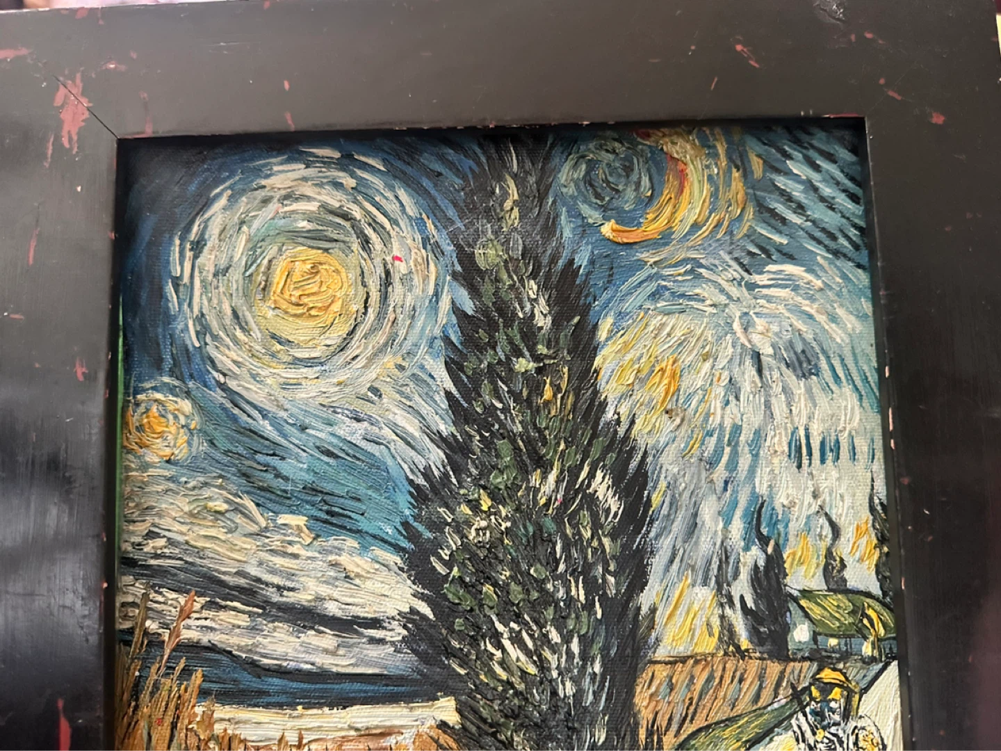 Road with Cypress and Star Copy Oil Painting - photo 2