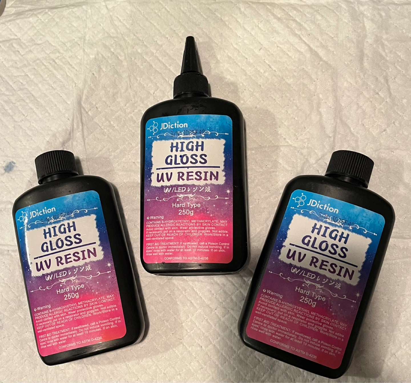 JDiction High Gloss UV Resin - Hard Type (250g) - Set of 3