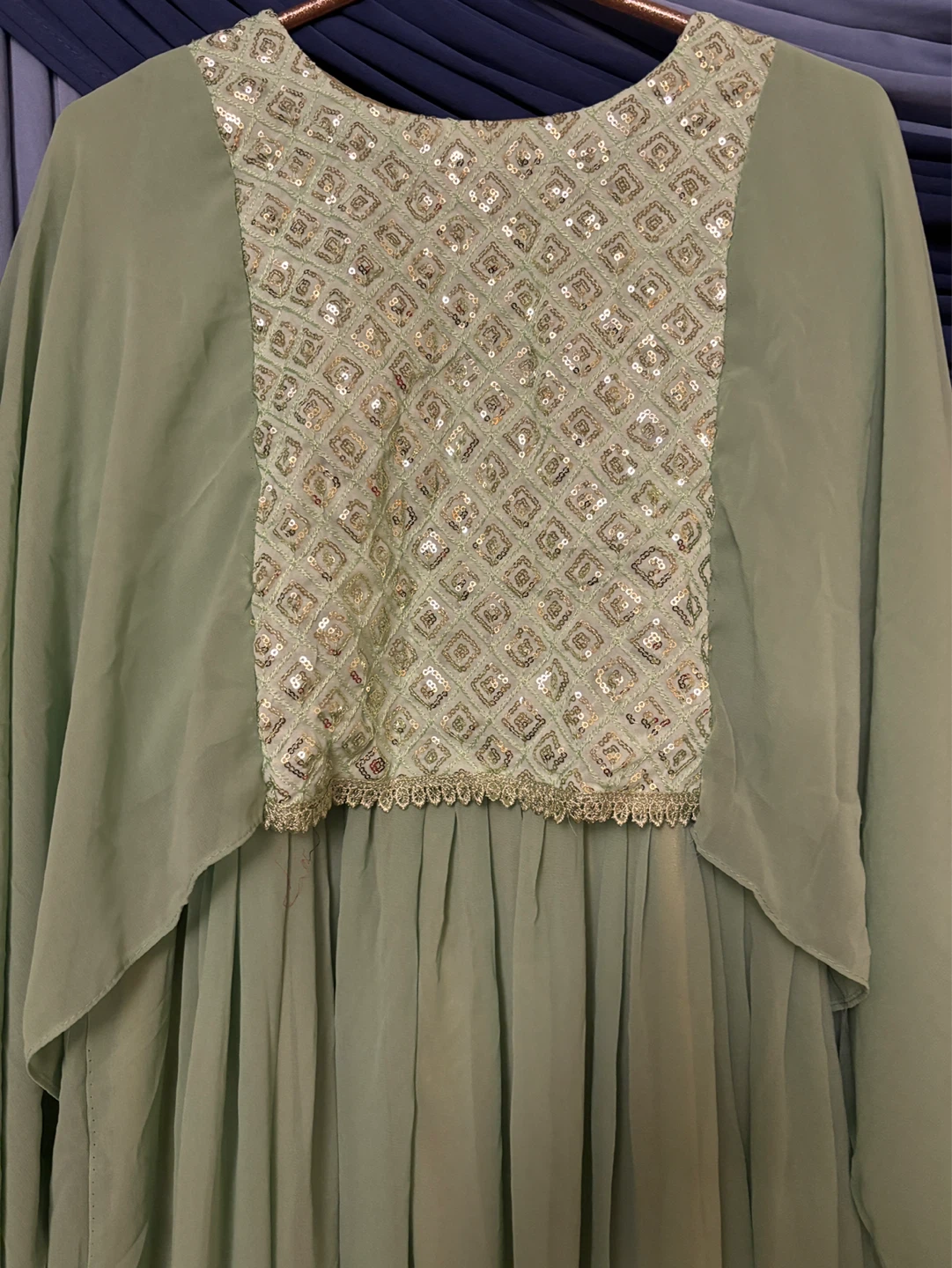 Sage Green Beaded Cap Sleeve Maxi Dress - photo 2