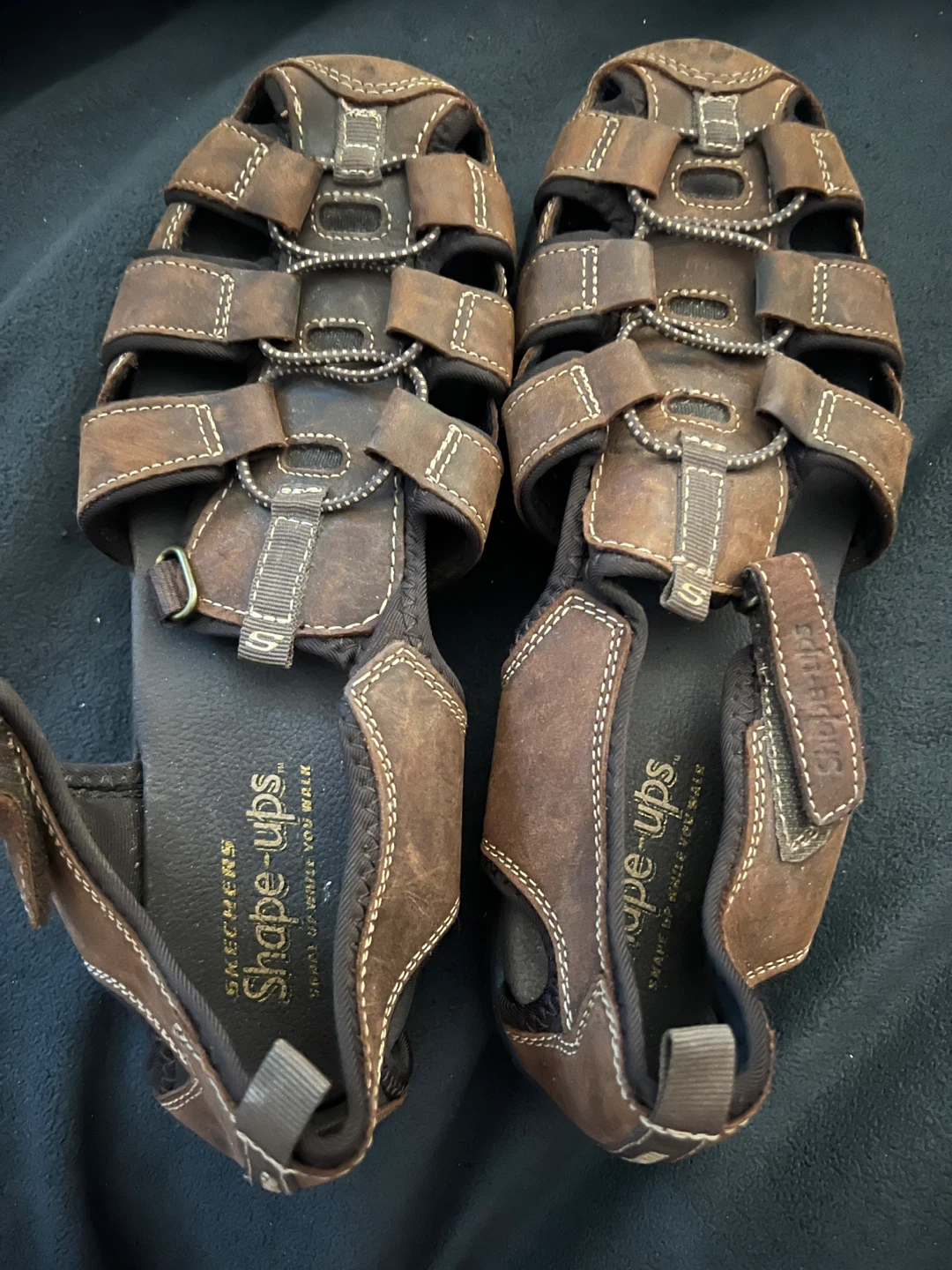 Skechers Shape-ups Brown Leather Sandals Size 9.5