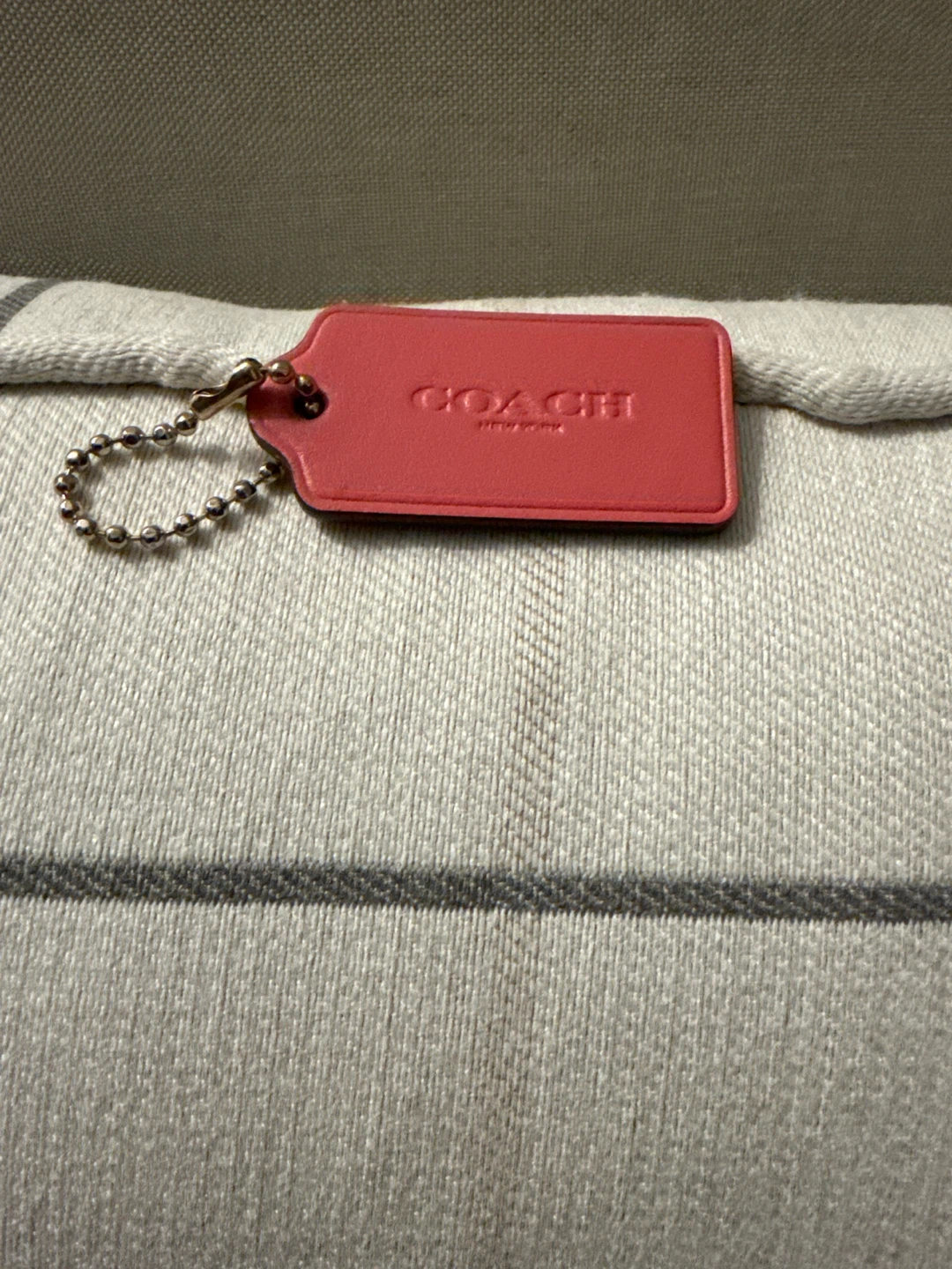 Coach Pink Leather Bag Charm/Tag