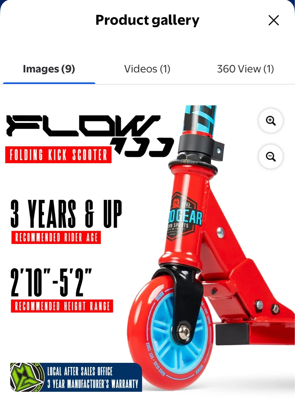 Flow Folding Kick Scooter - Red - photo 3