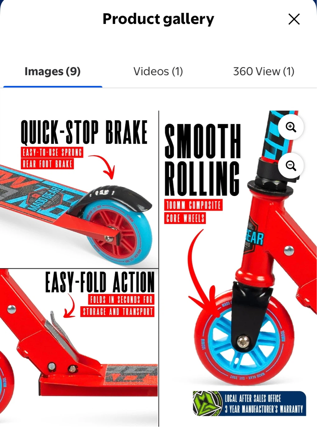 Flow Folding Kick Scooter - Red - photo 5