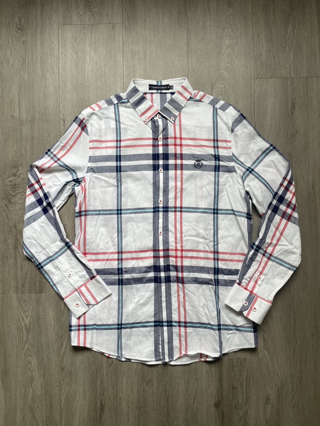 Tommy & Moya Plaid Button-Up Shirt, size 52