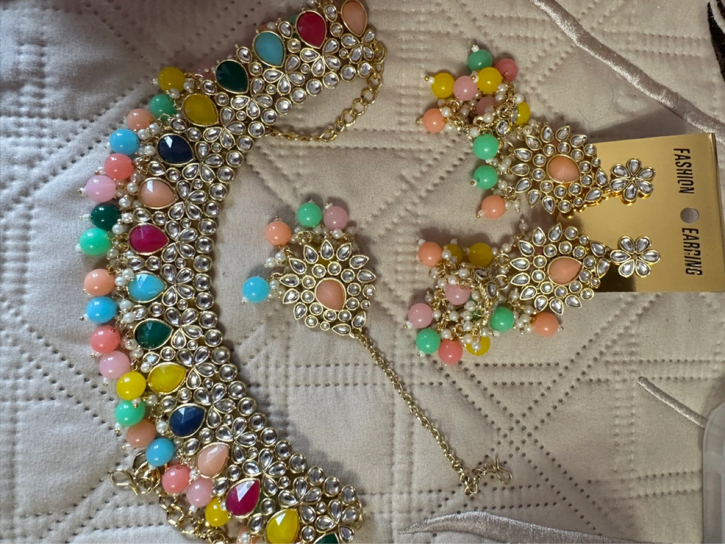 Chunky Statement Necklace & Earring Set with Beads - photo 4
