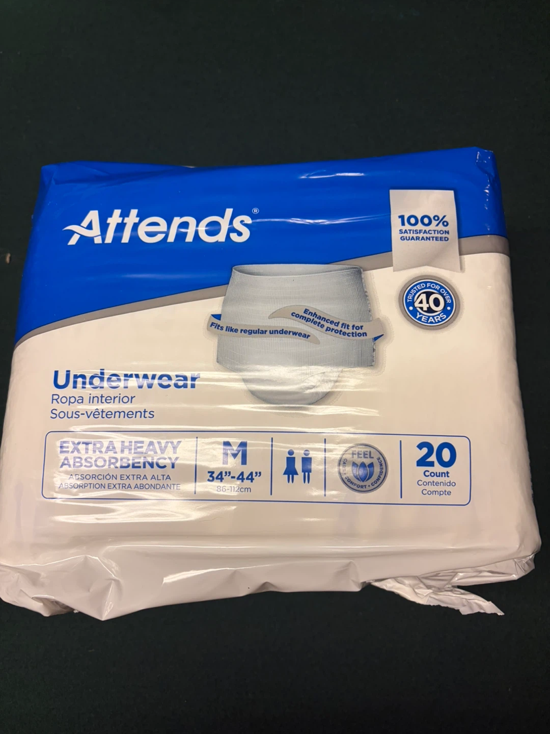 Attends underwear size medium