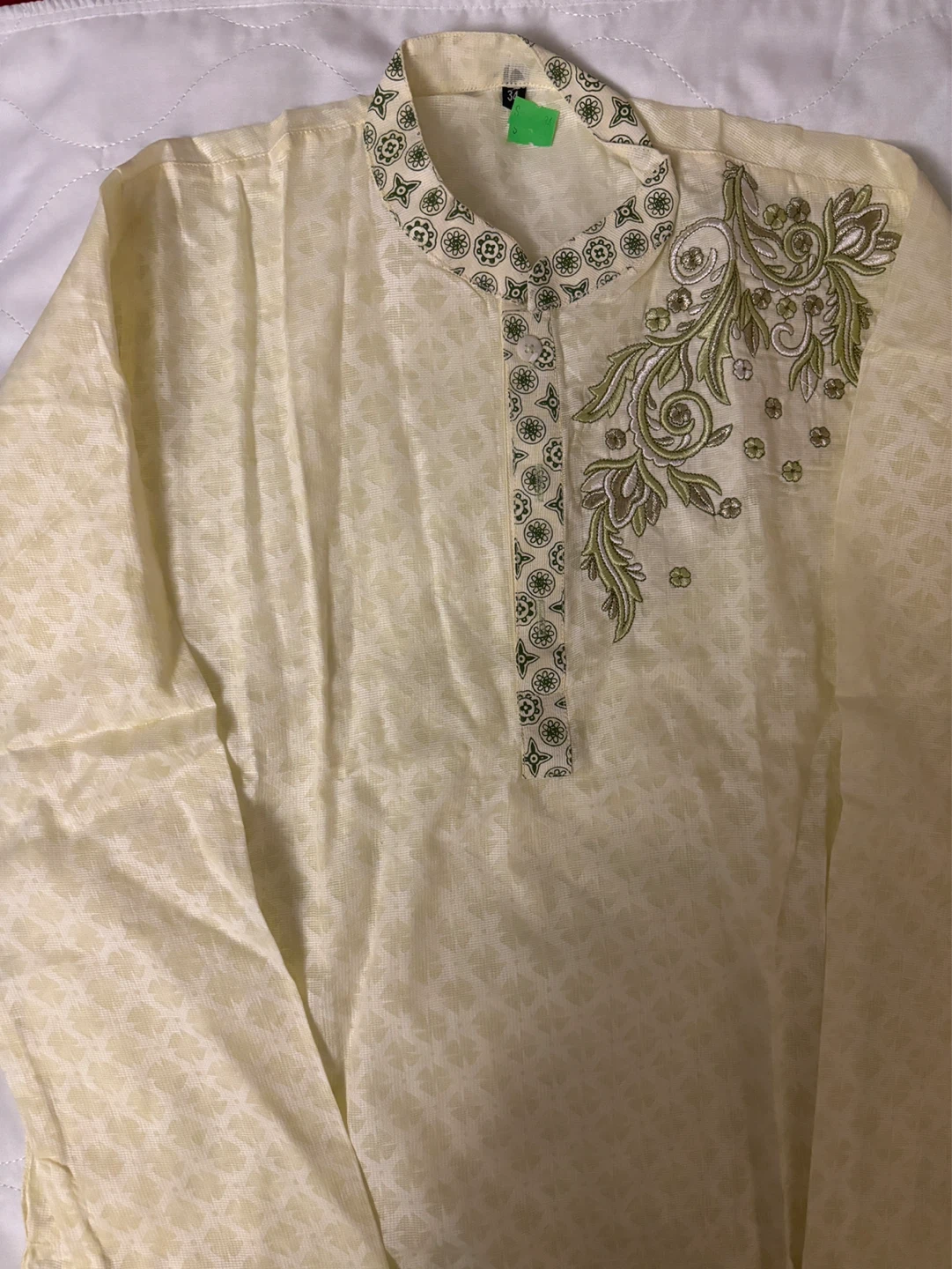 Light Yellow Embroidered Kurta