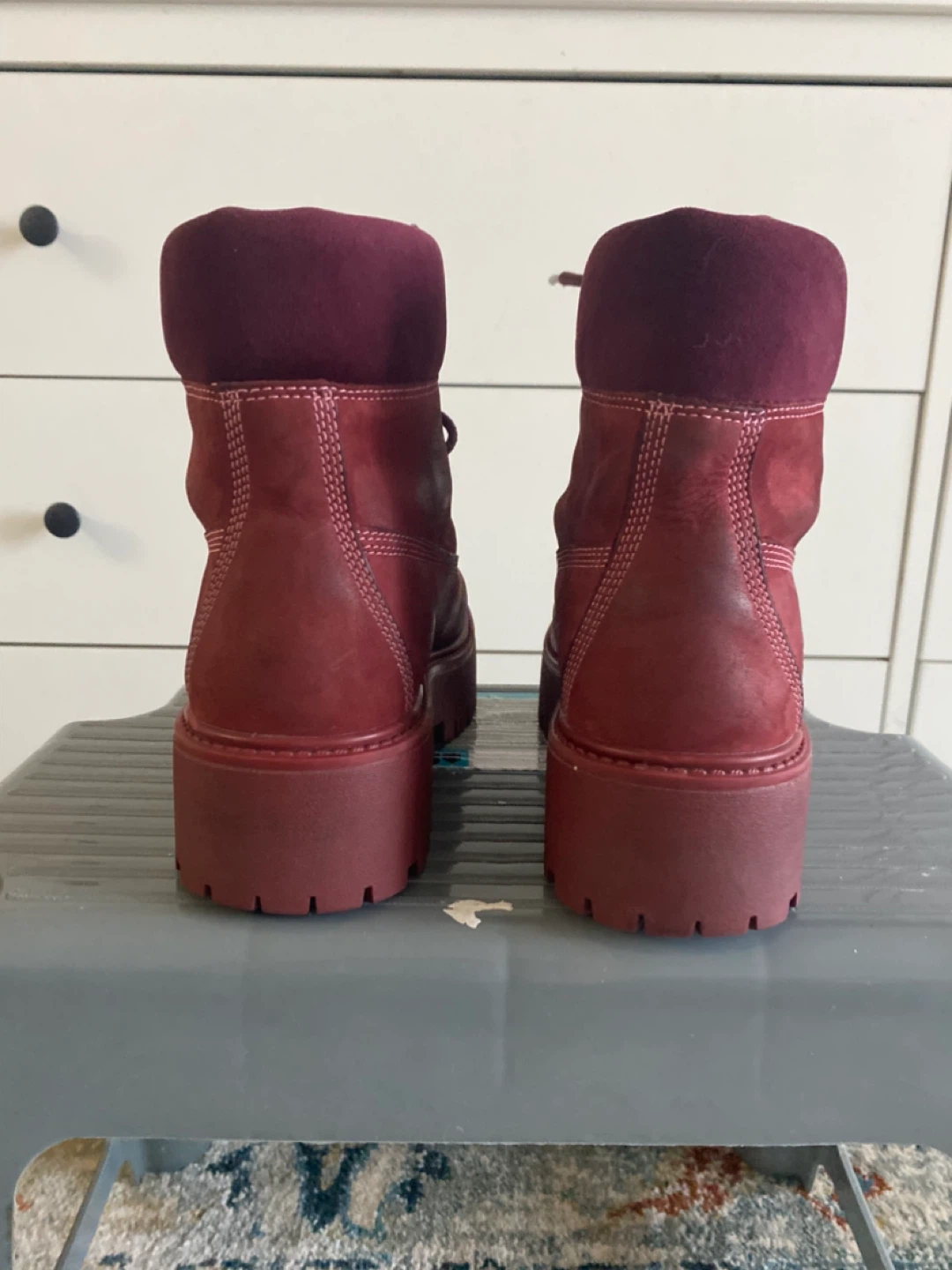 Timberland Red Lace Up Platform Boots - photo 3