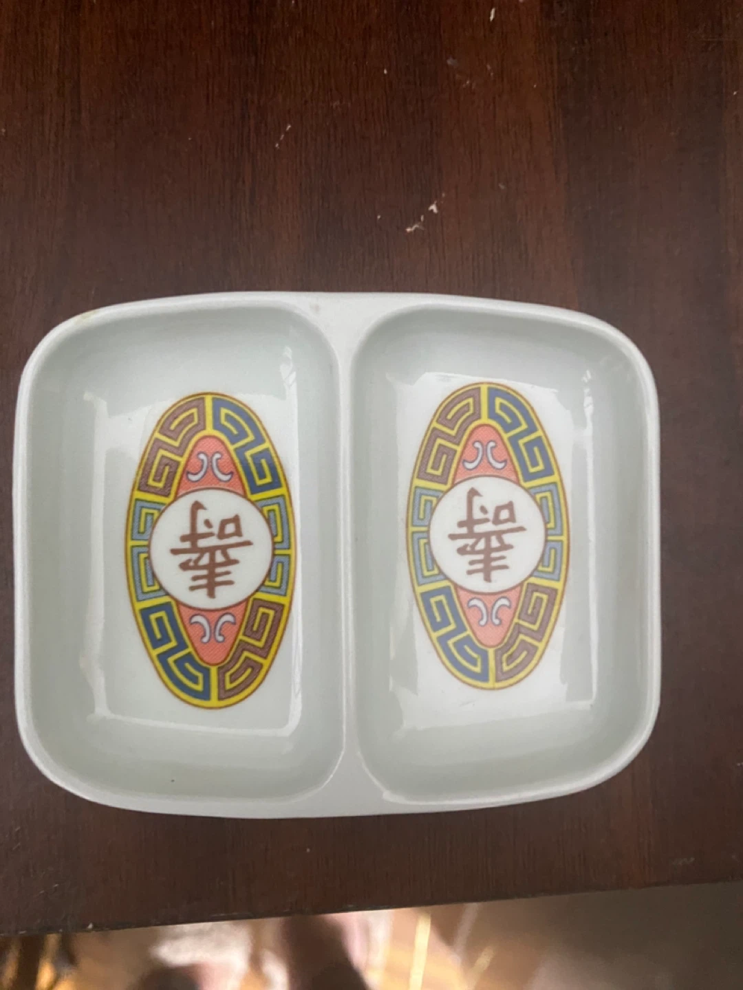White Divided Ceramic Dish with Oriental Design