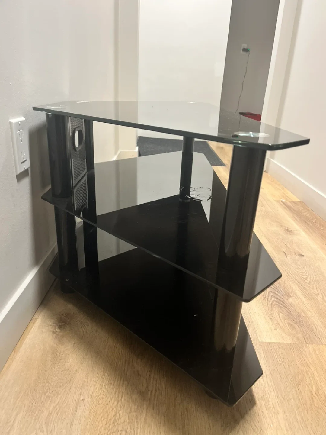 Black 3-Tier Corner TV Stand