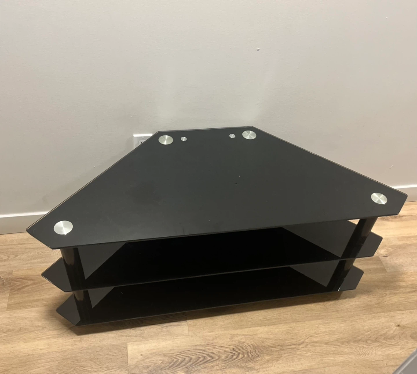 Black 3-Tier Corner TV Stand - photo 2