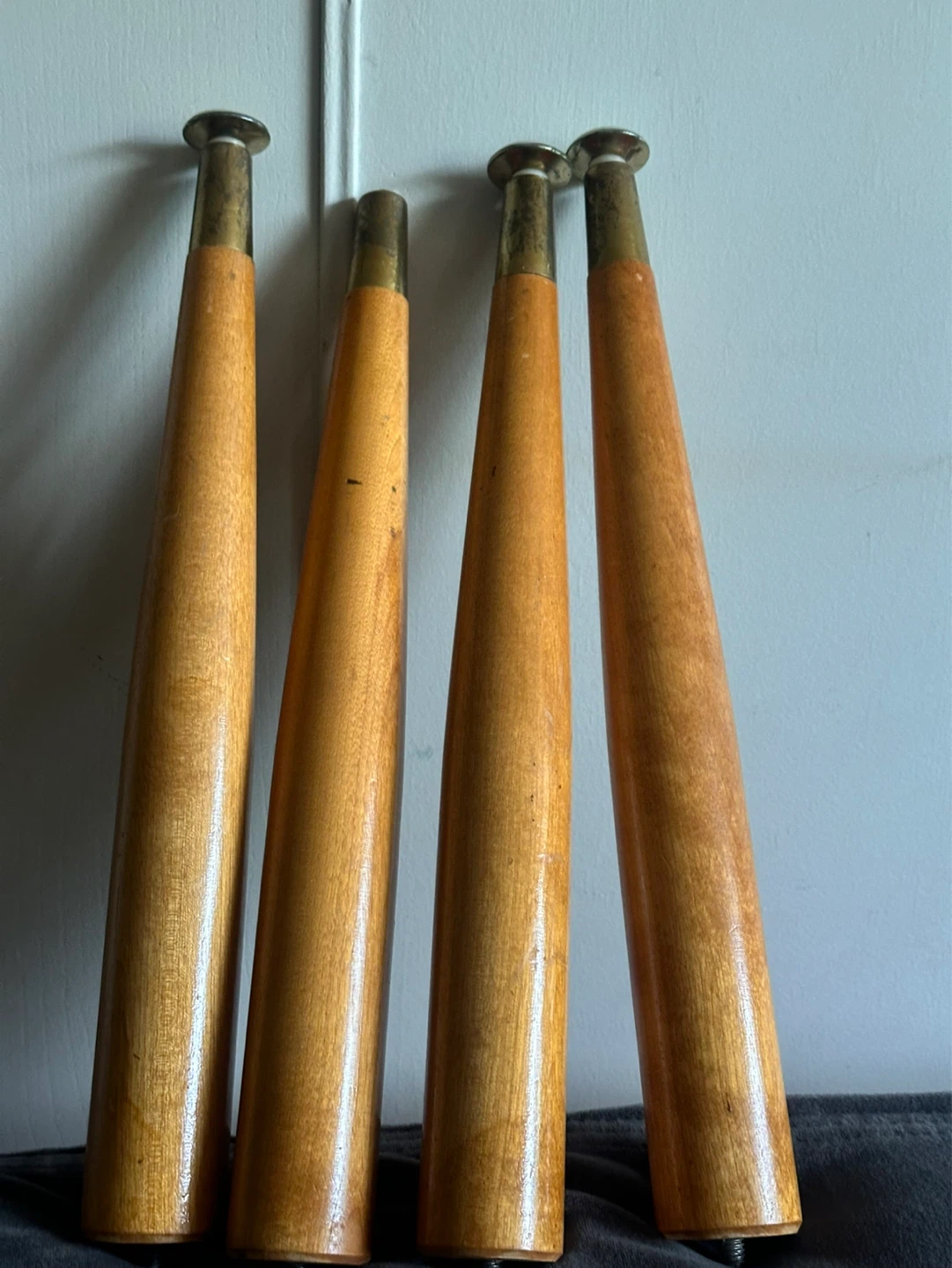 Set of 4 mid century natural finish Tapered Legs 13.75” l