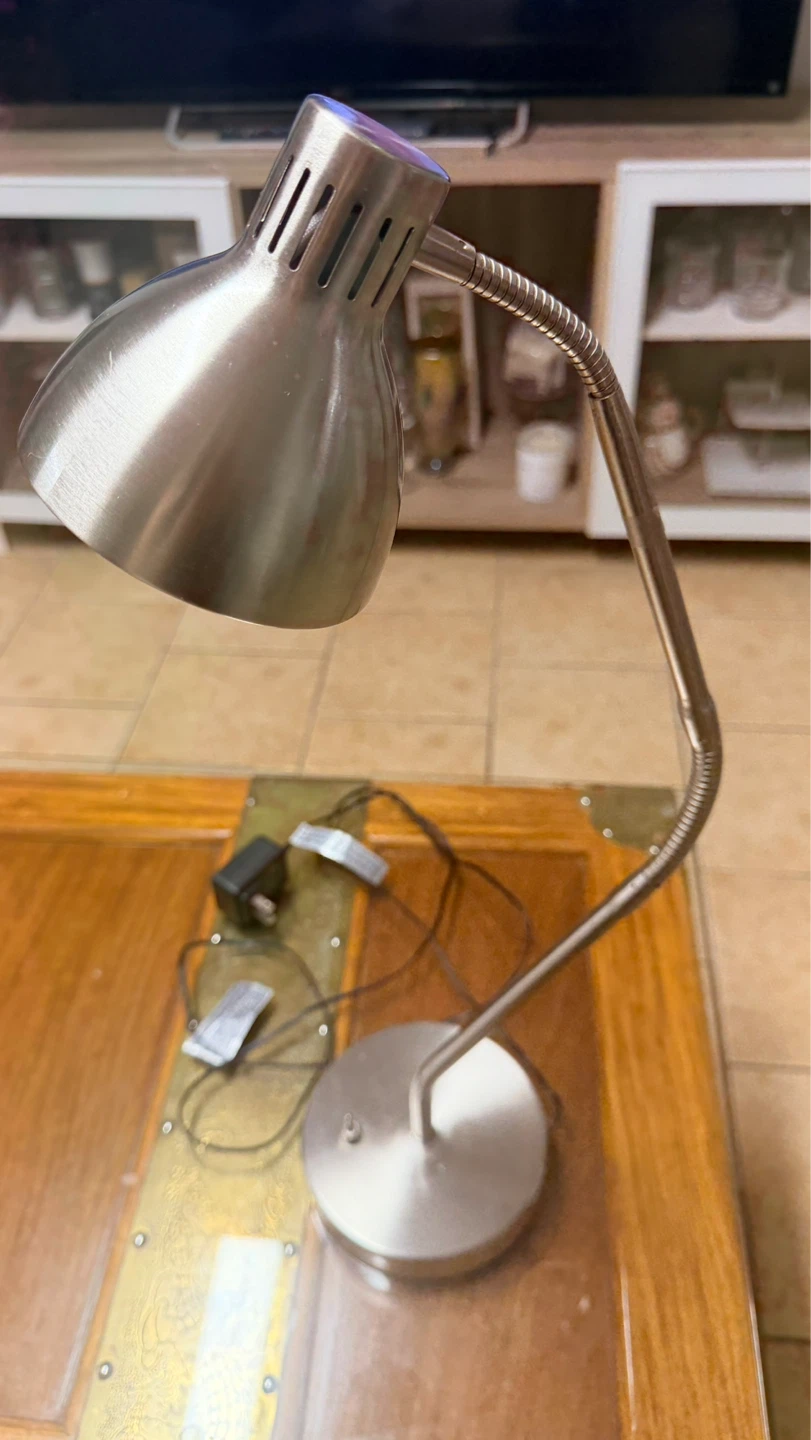 Silver Metal Desk Lamp with Flexible Gooseneck