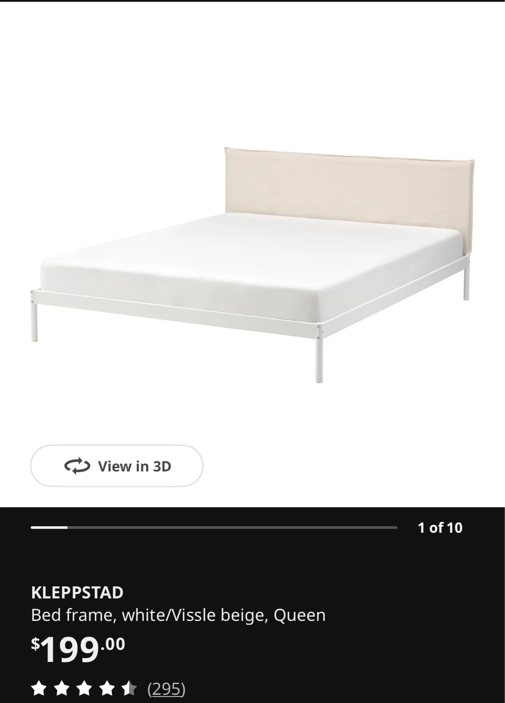 IKEA Queen Bed Frame and Casper Mattress