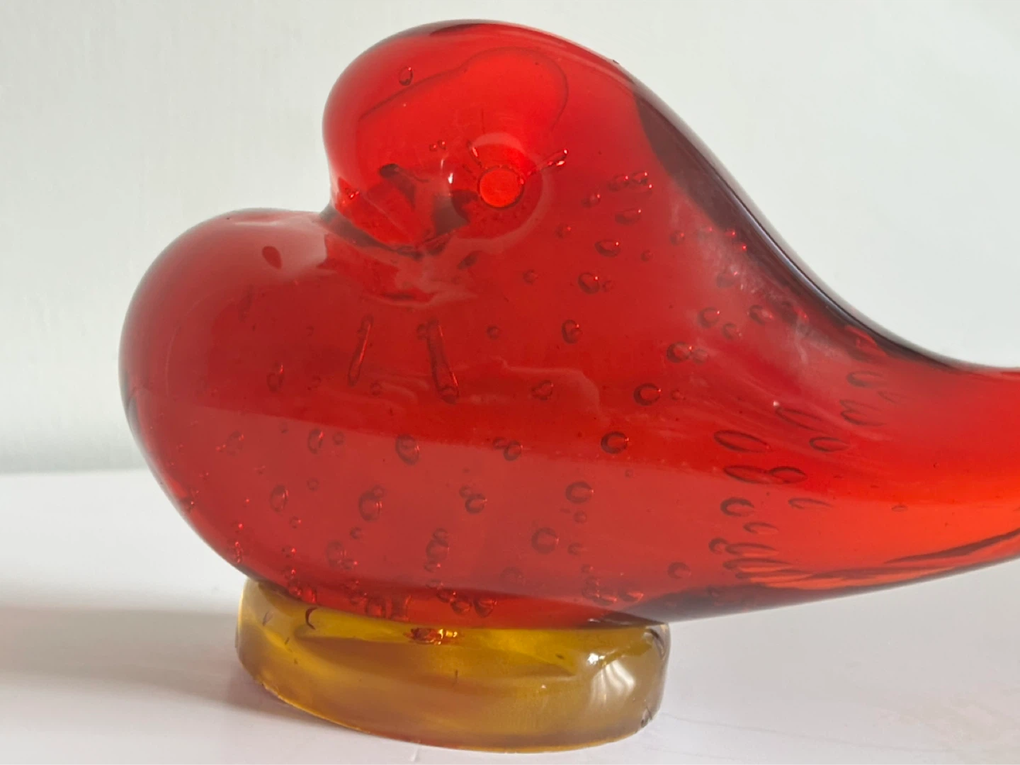 Controlled bubble Amberina Art Glass Whale or Bird?? - photo 4
