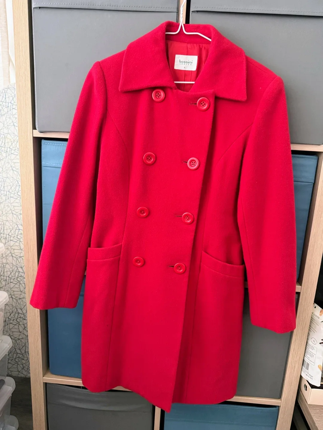 Bossini Ladies Red Wool Blend Coat Size S