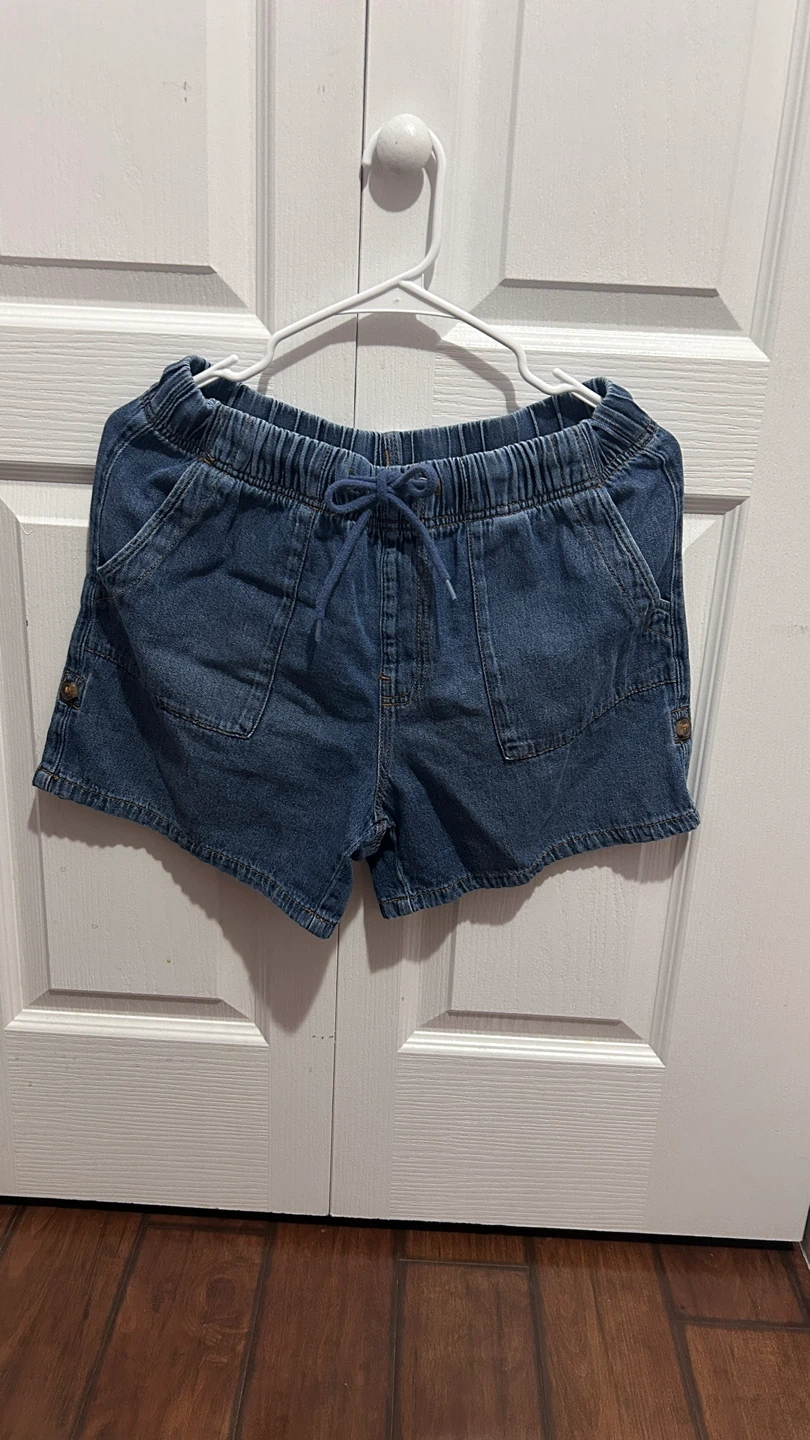 Denim Drawstring Shorts - Size Medium