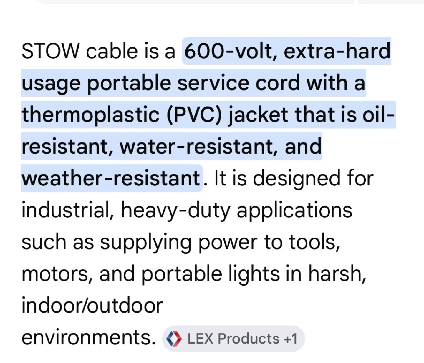 12’ of 14/3 Grade STOW Cable - photo 3