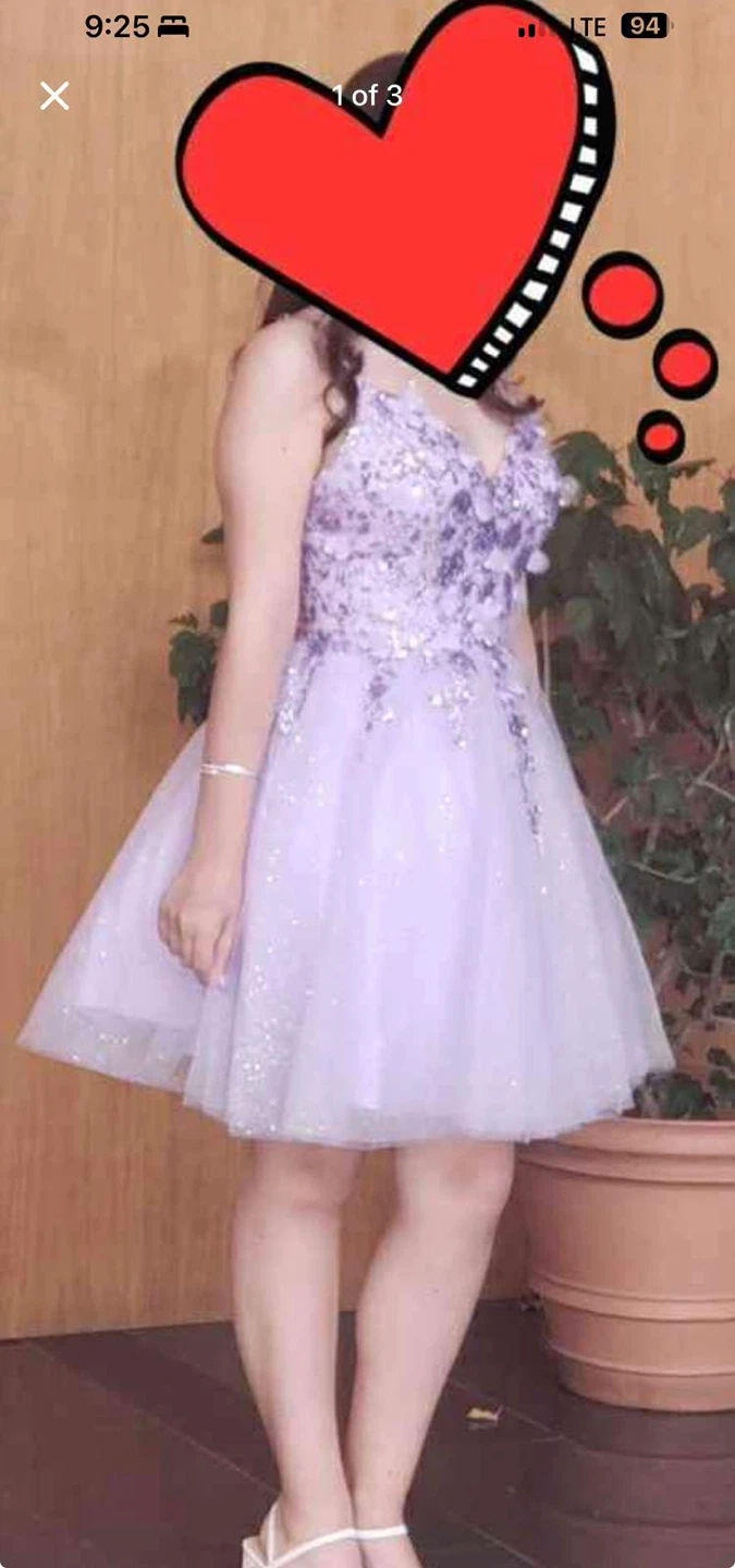 Lilac sparkly A-line graduation dress