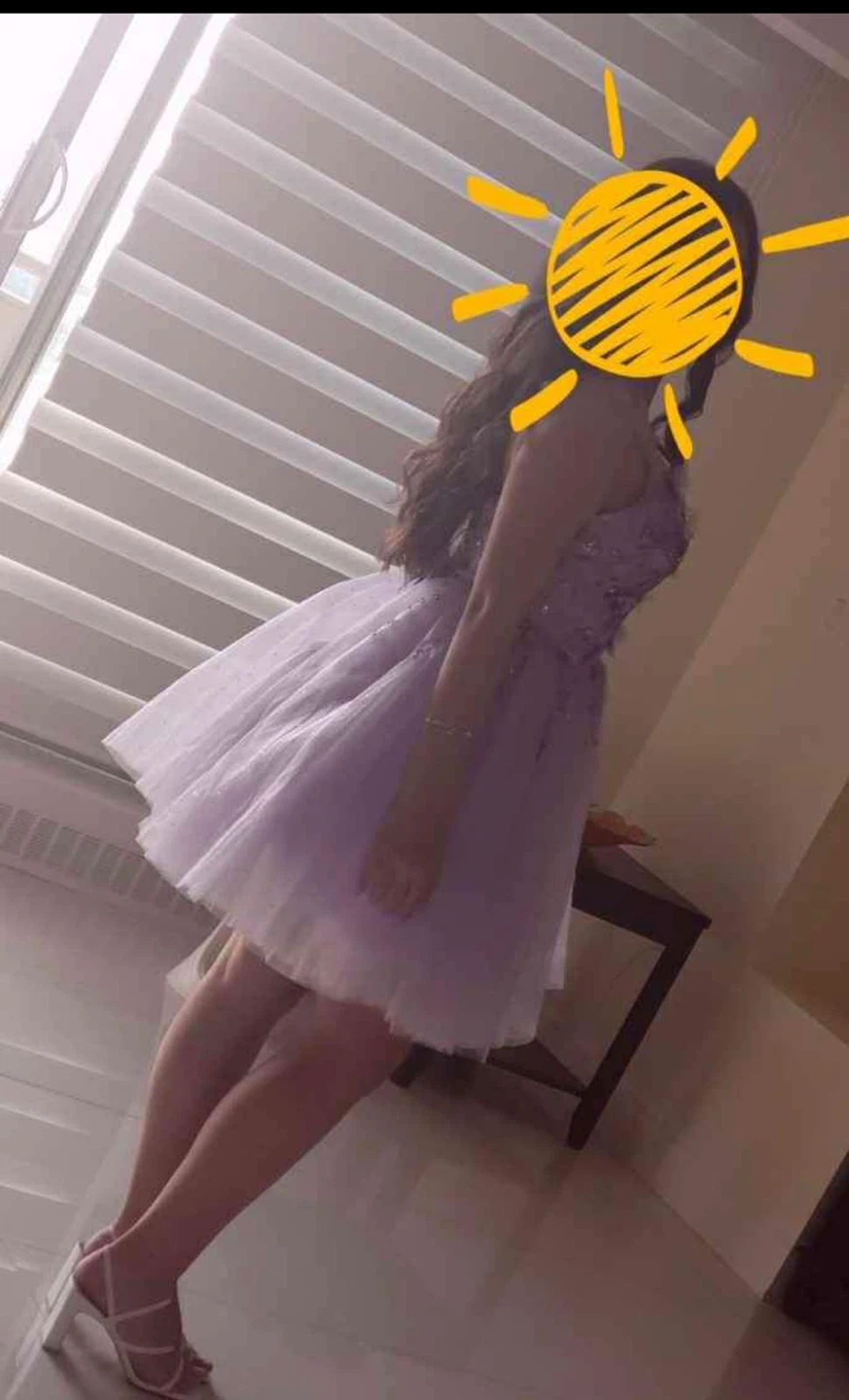 Lilac sparkly A-line graduation dress - photo 3