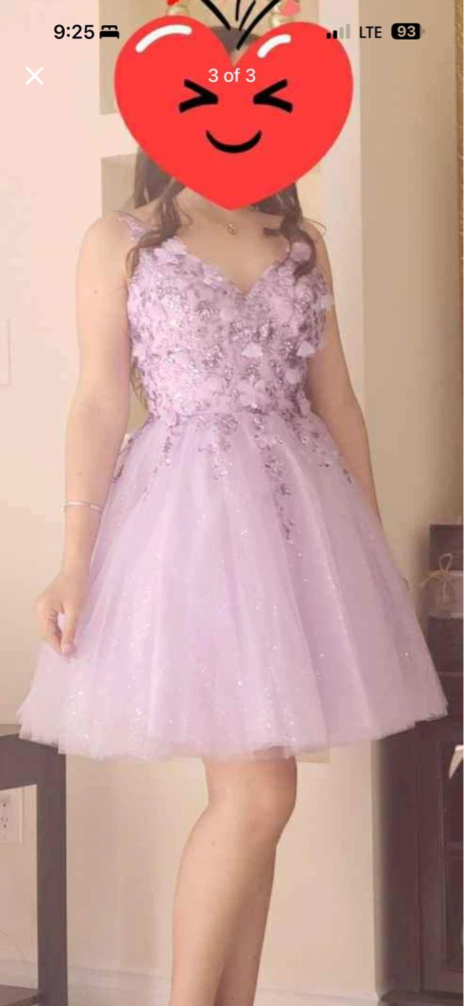 Lilac sparkly A-line graduation dress - photo 2