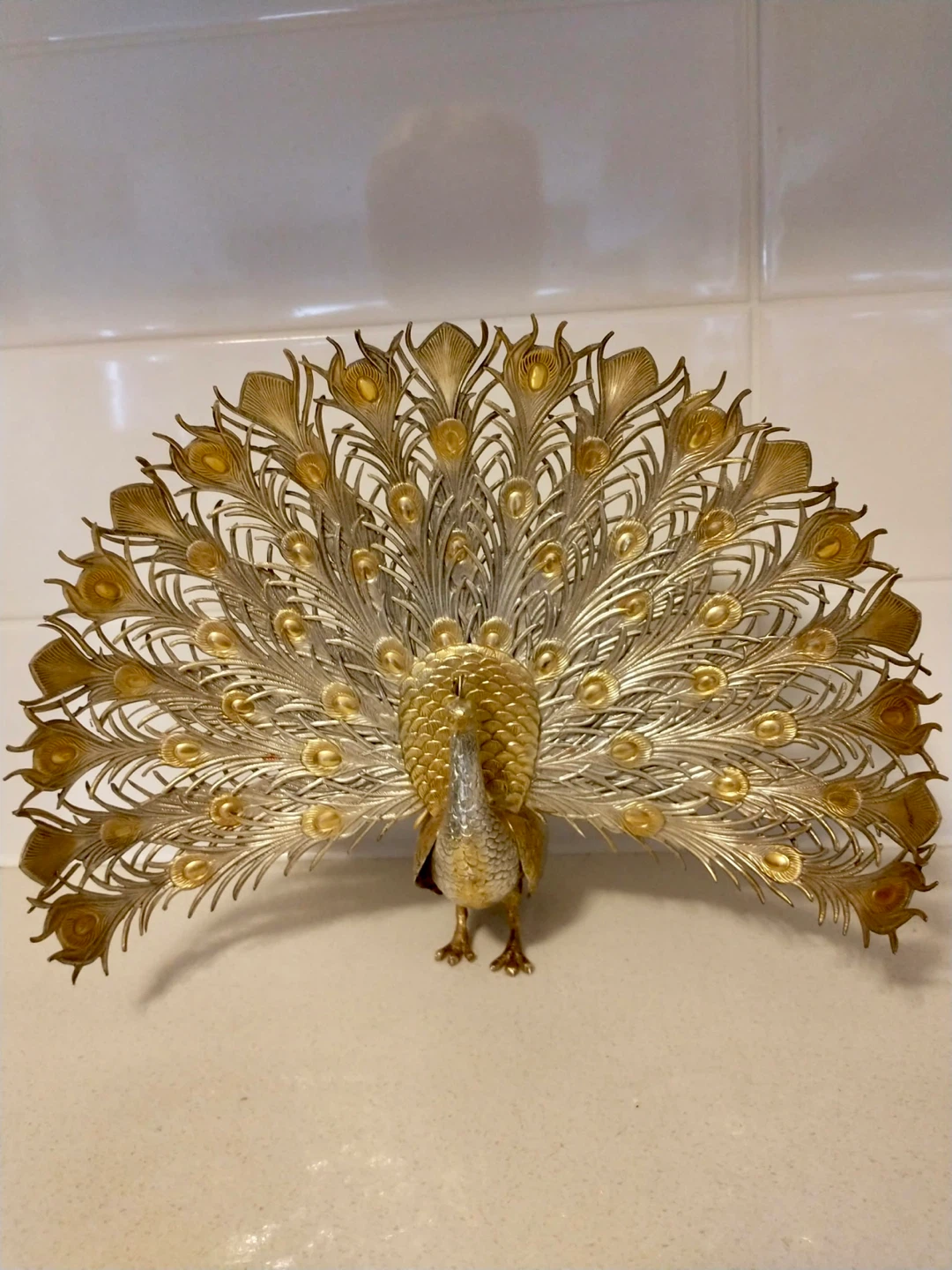 VINTAGE BIRKS STERLING AND GOLD PEACOCK