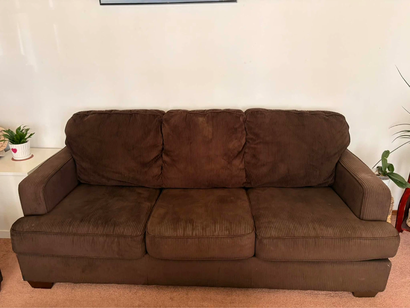 Brown Corduroy Armchairs and Sofa Set
