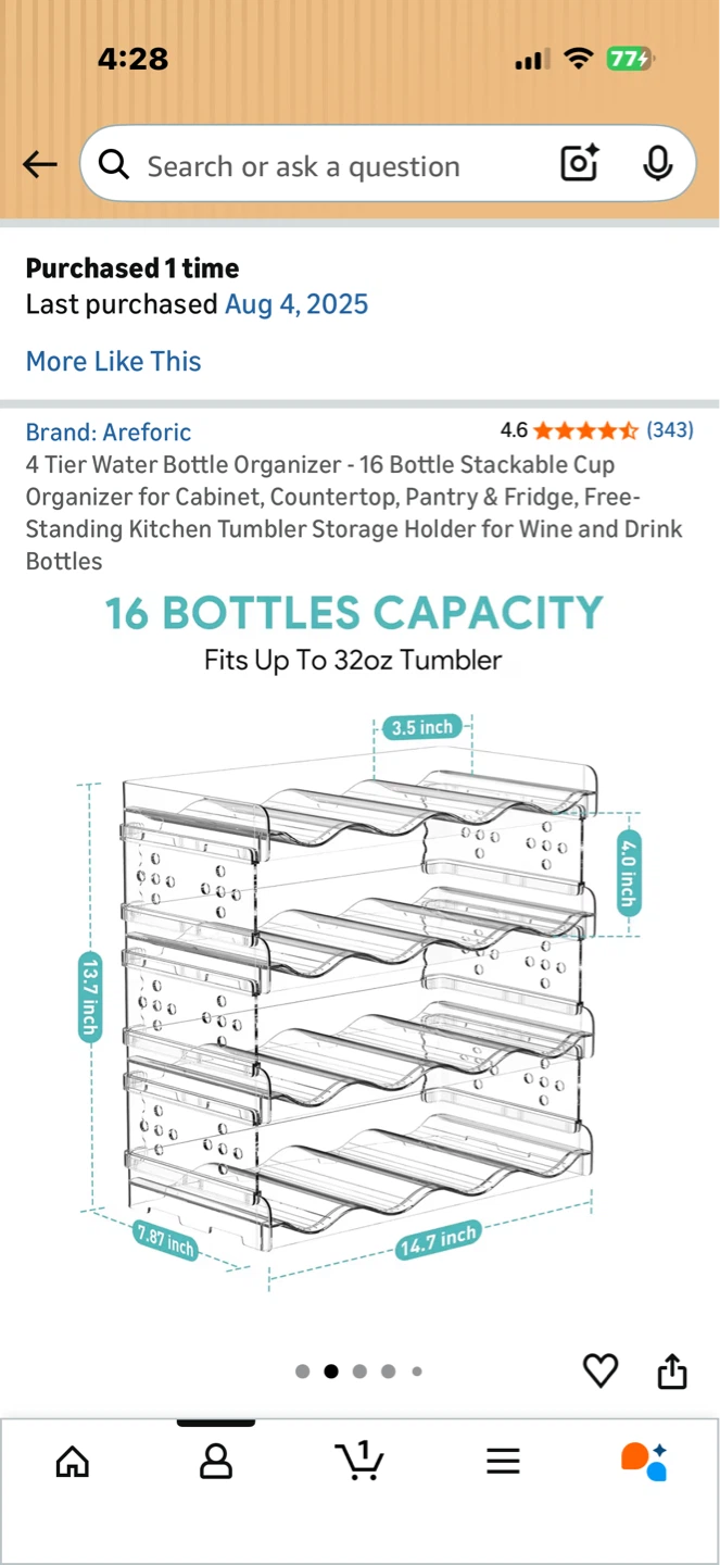 Areforic 4 Tier Water Bottle Organizer - 16 Bottle Capacity - photo 4