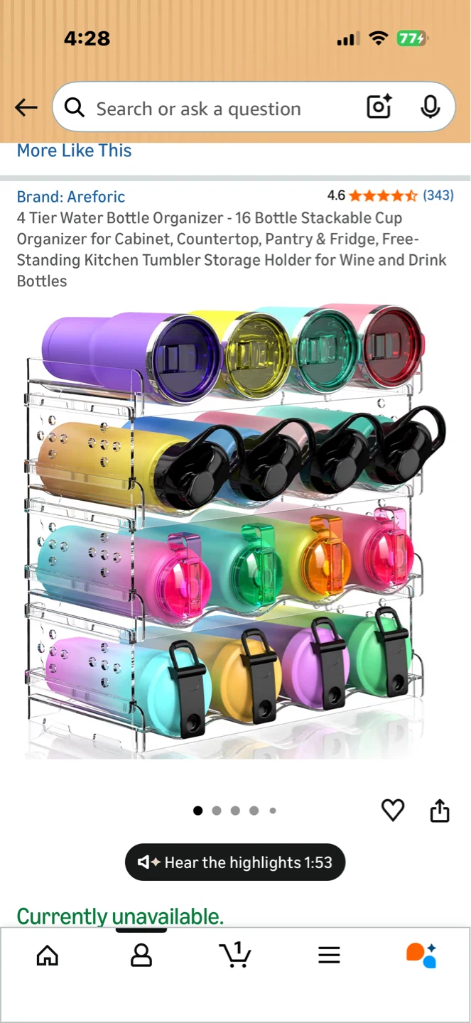 Areforic 4 Tier Water Bottle Organizer - 16 Bottle Capacity - photo 2