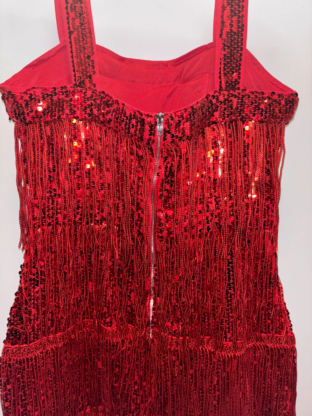 Red Sequin Fringe Flapper Dress - photo 5