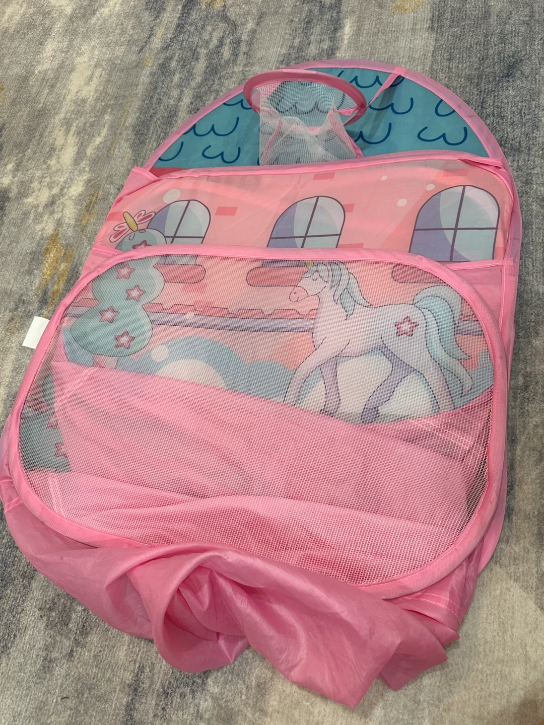 Kids Pink Unicorn Play Tent with Basketball Hoop - photo 2