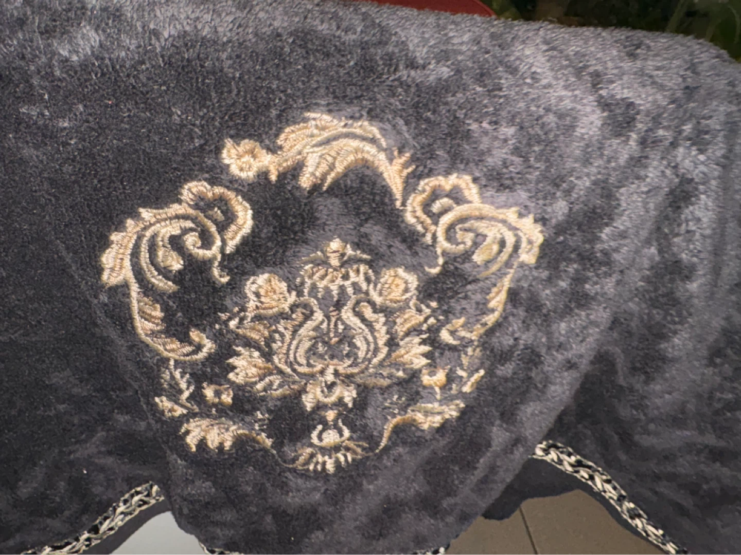Black Throw Blanket with Gold Embroidery - photo 2
