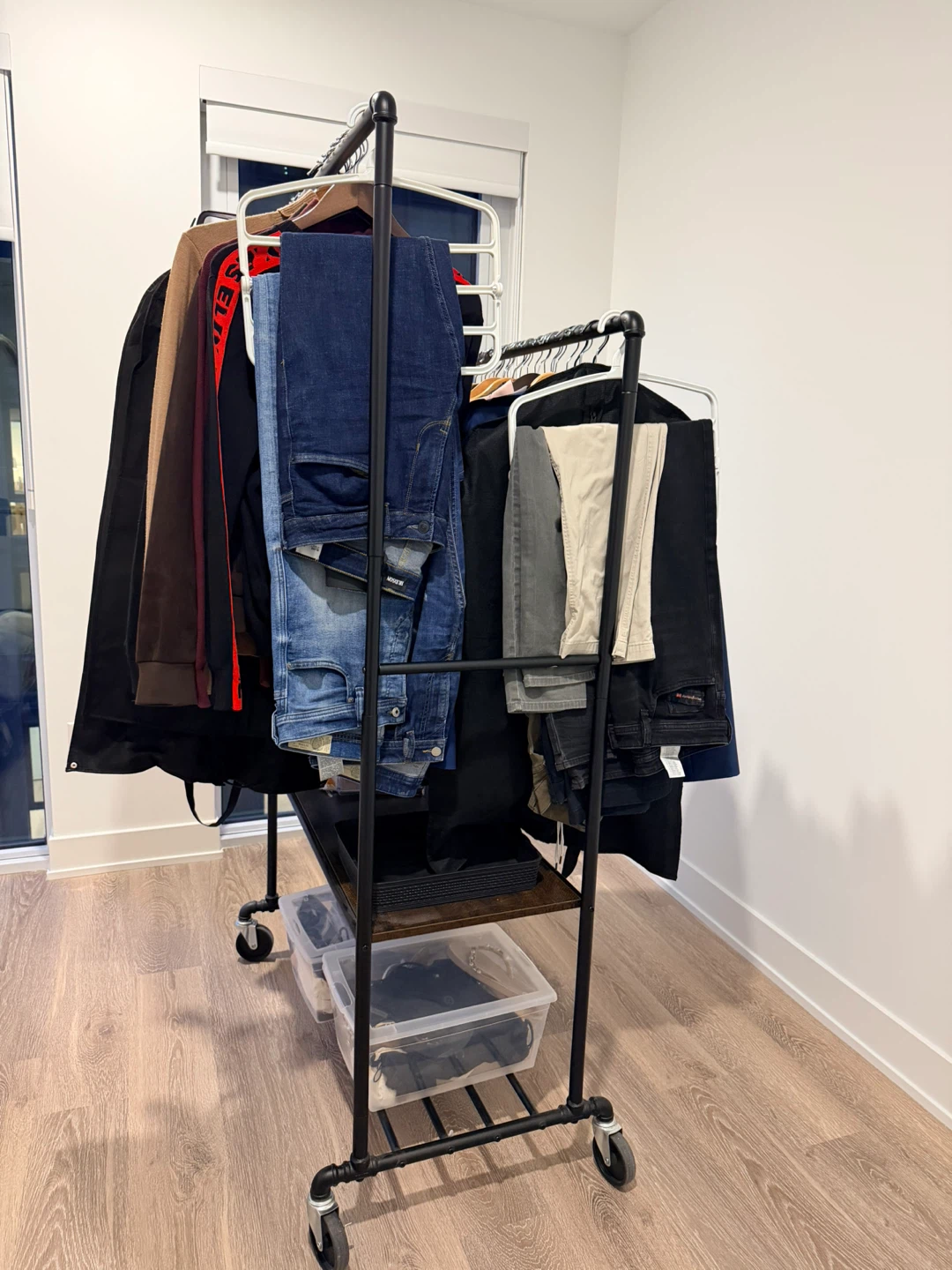 Double Rod Garment Rack with Shelf - photo 4