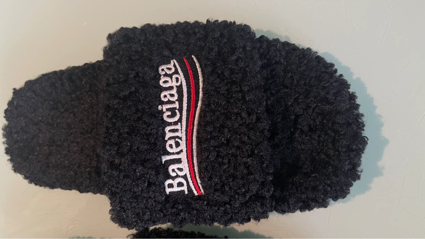 Balenciaga Black Fur Slides - photo 2
